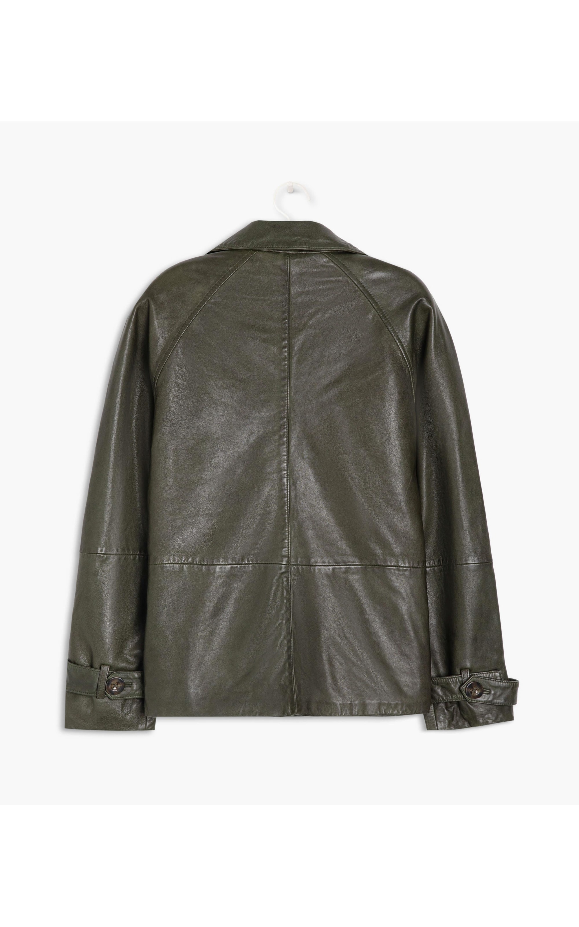 Casaco Boxy Leather Musgo