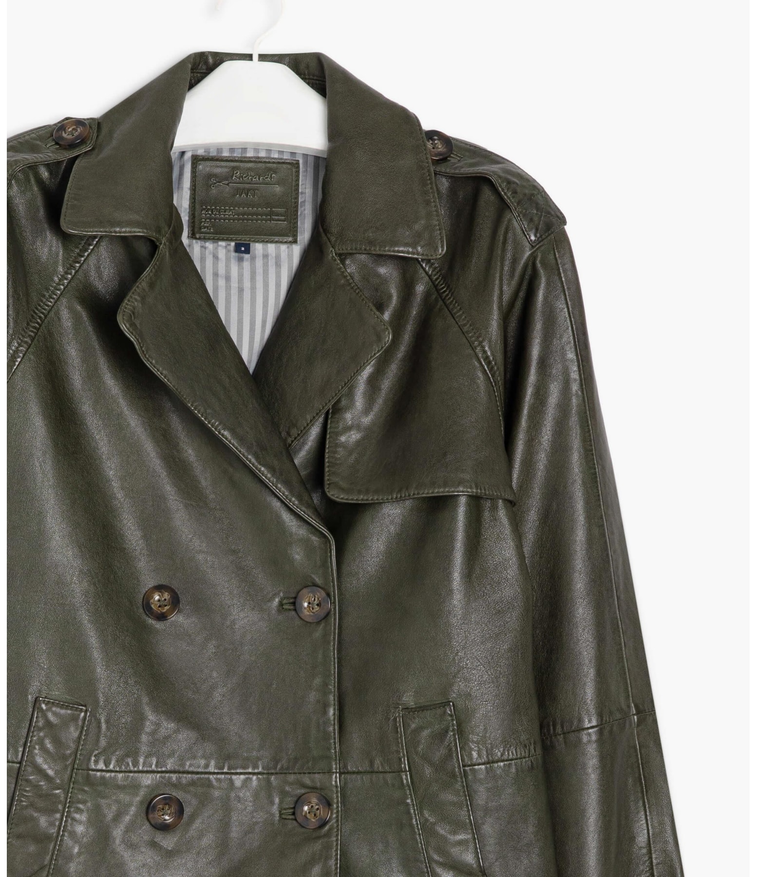 Casaco Boxy Leather Musgo