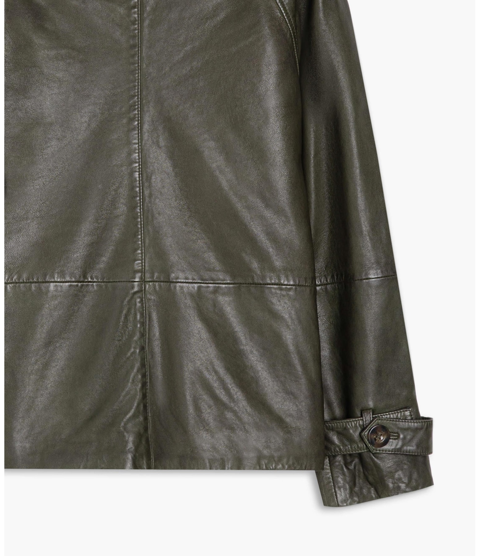 Casaco Boxy Leather Musgo