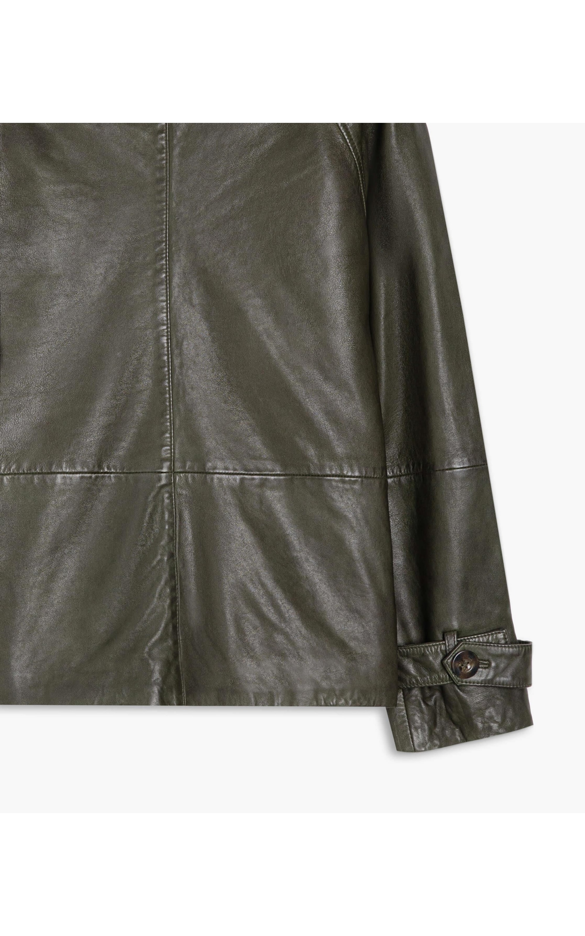 Casaco Boxy Leather Musgo