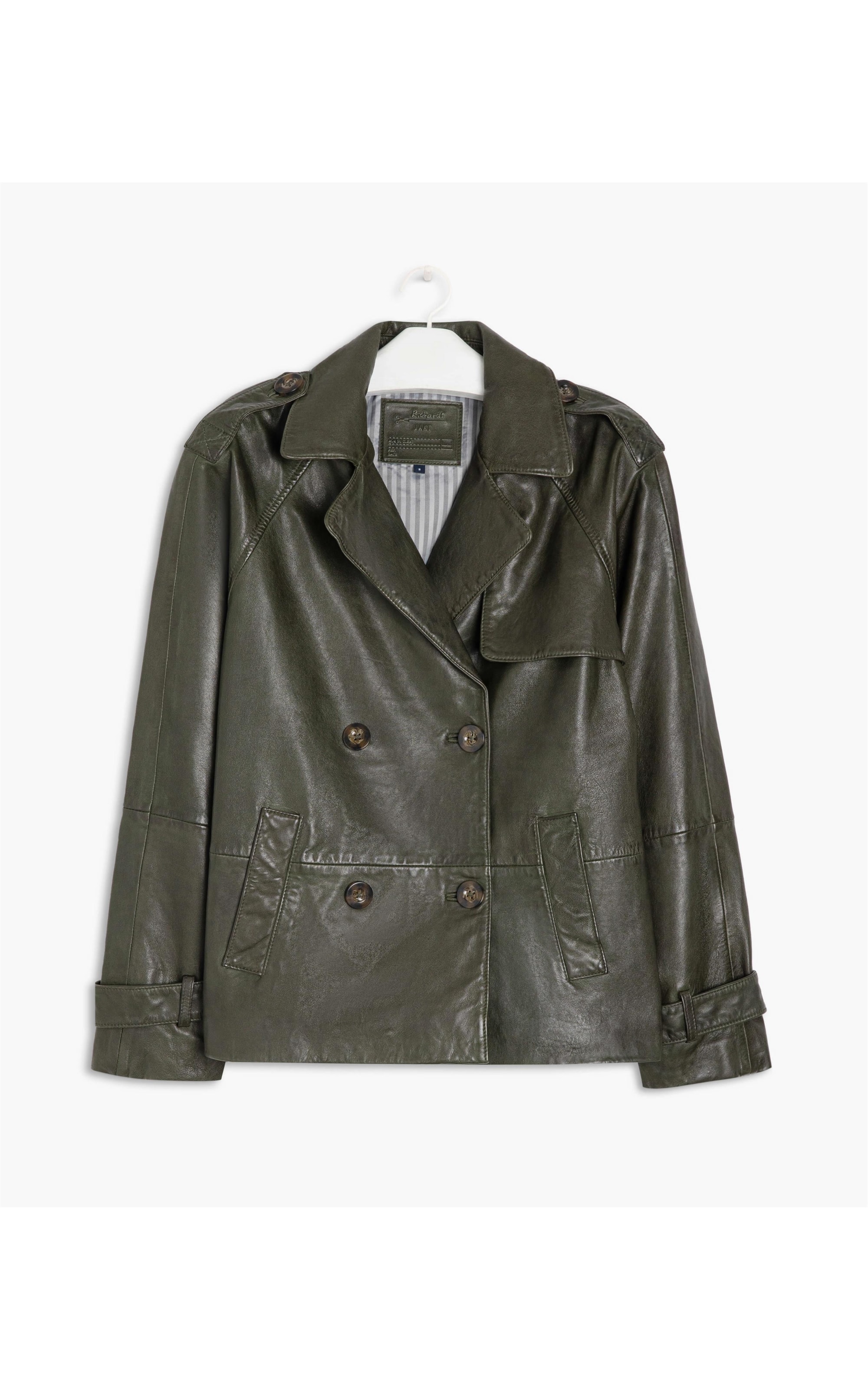 Casaco Boxy Leather Musgo
