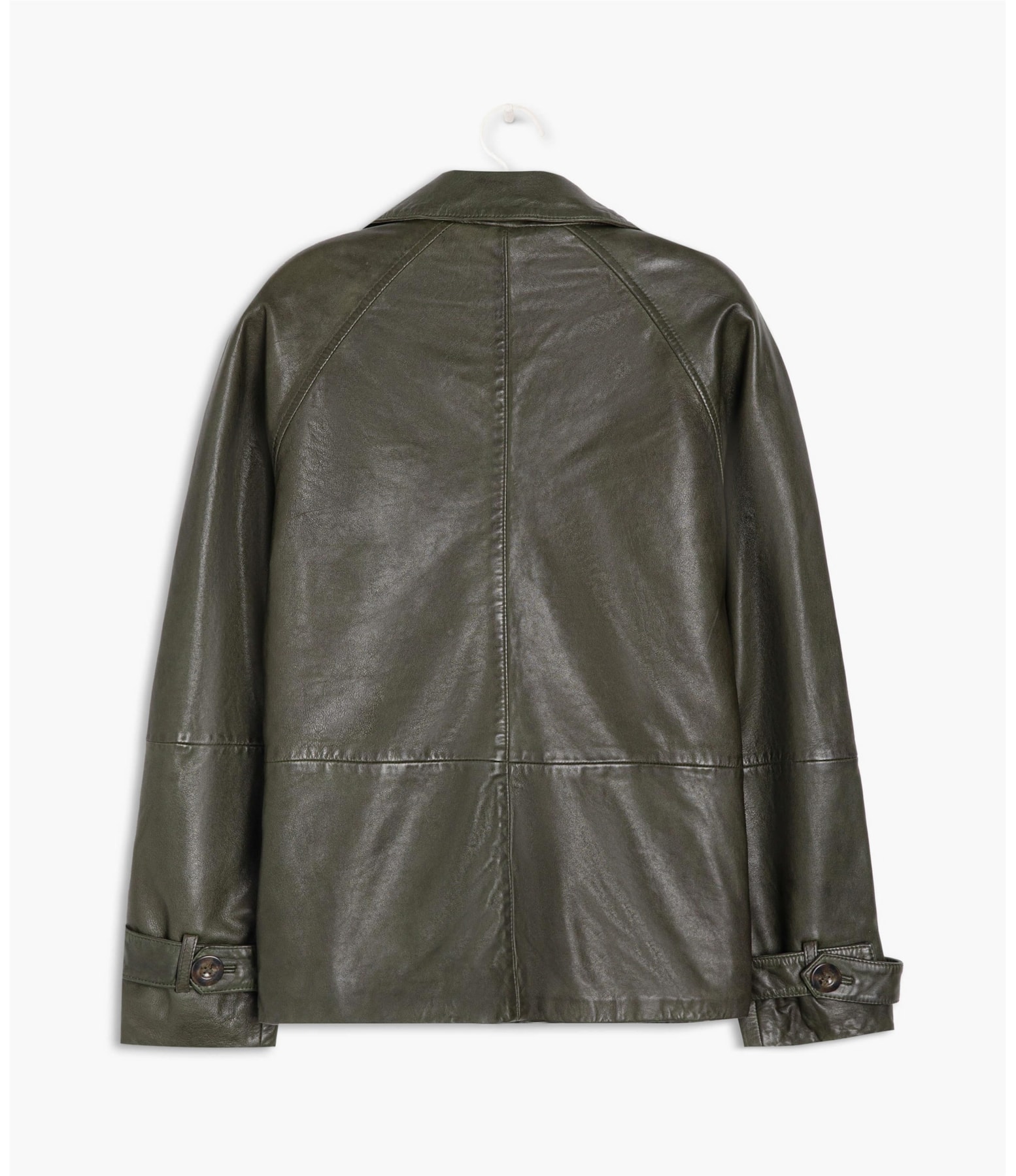 Casaco Boxy Leather Musgo