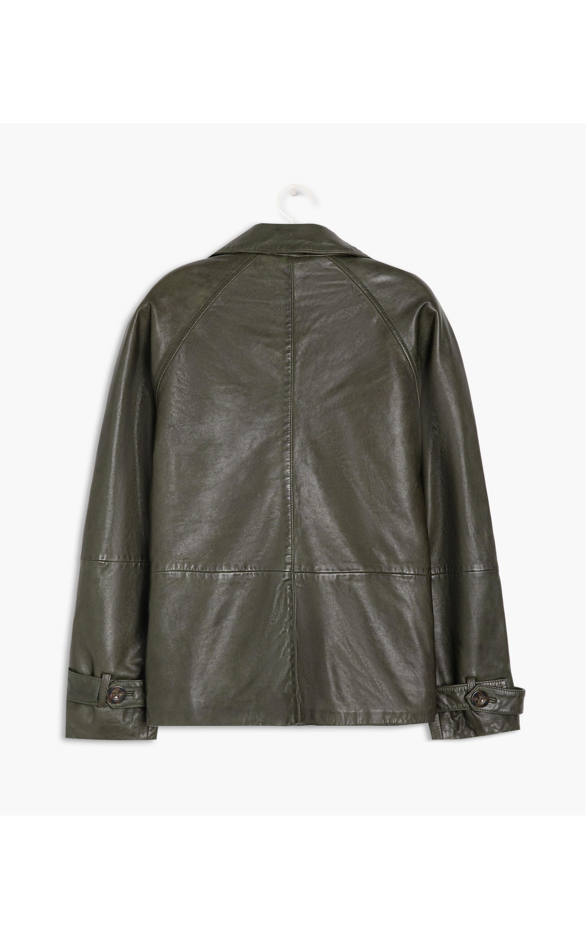 Casaco Boxy Leather Musgo