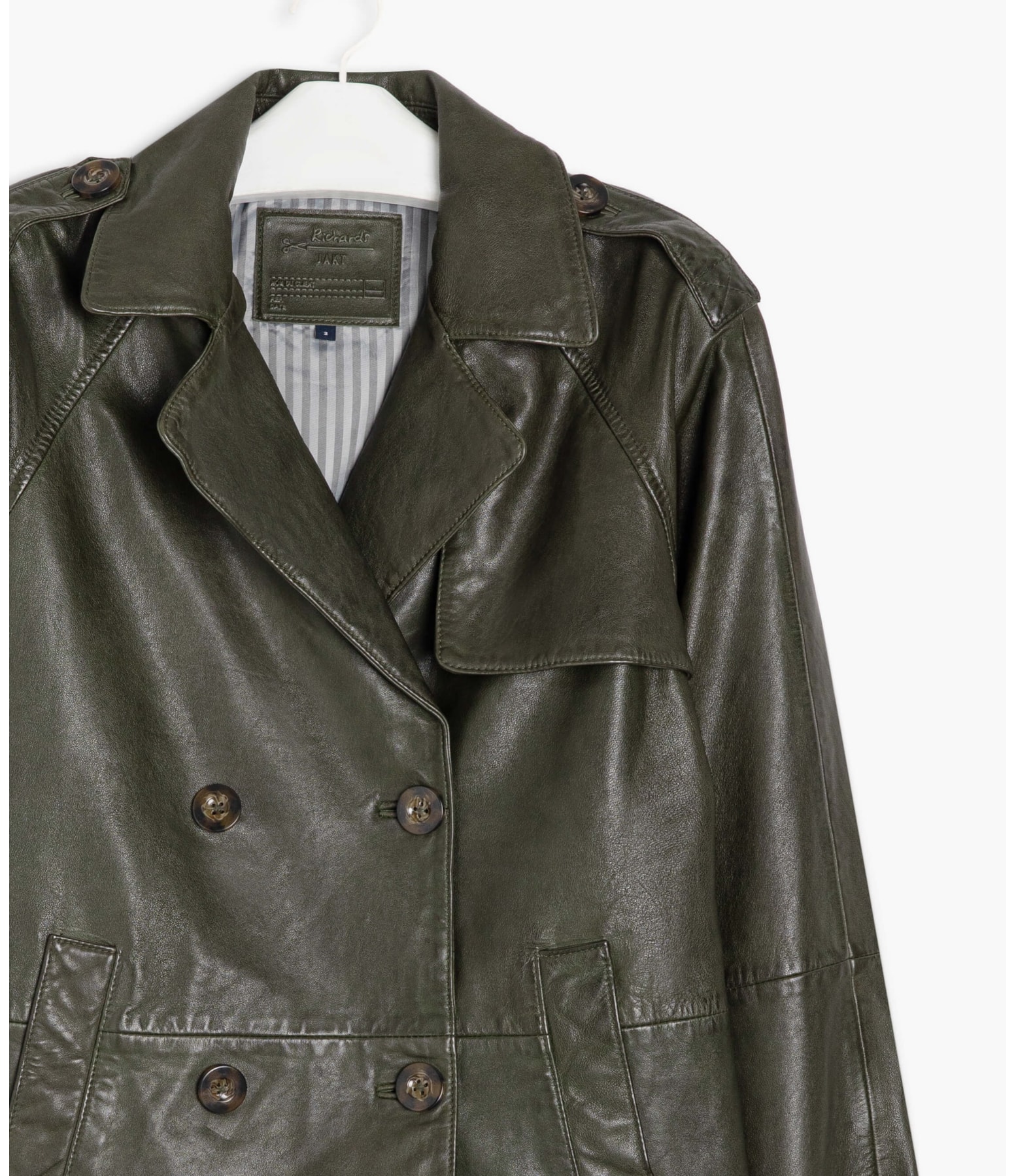 Casaco Boxy Leather Musgo