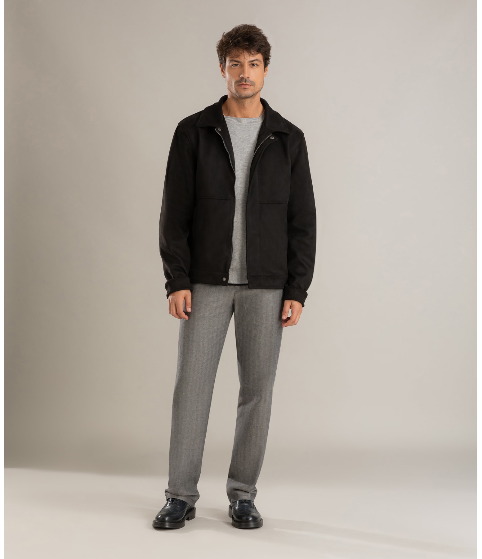 Casaco Pockets Suede Preto