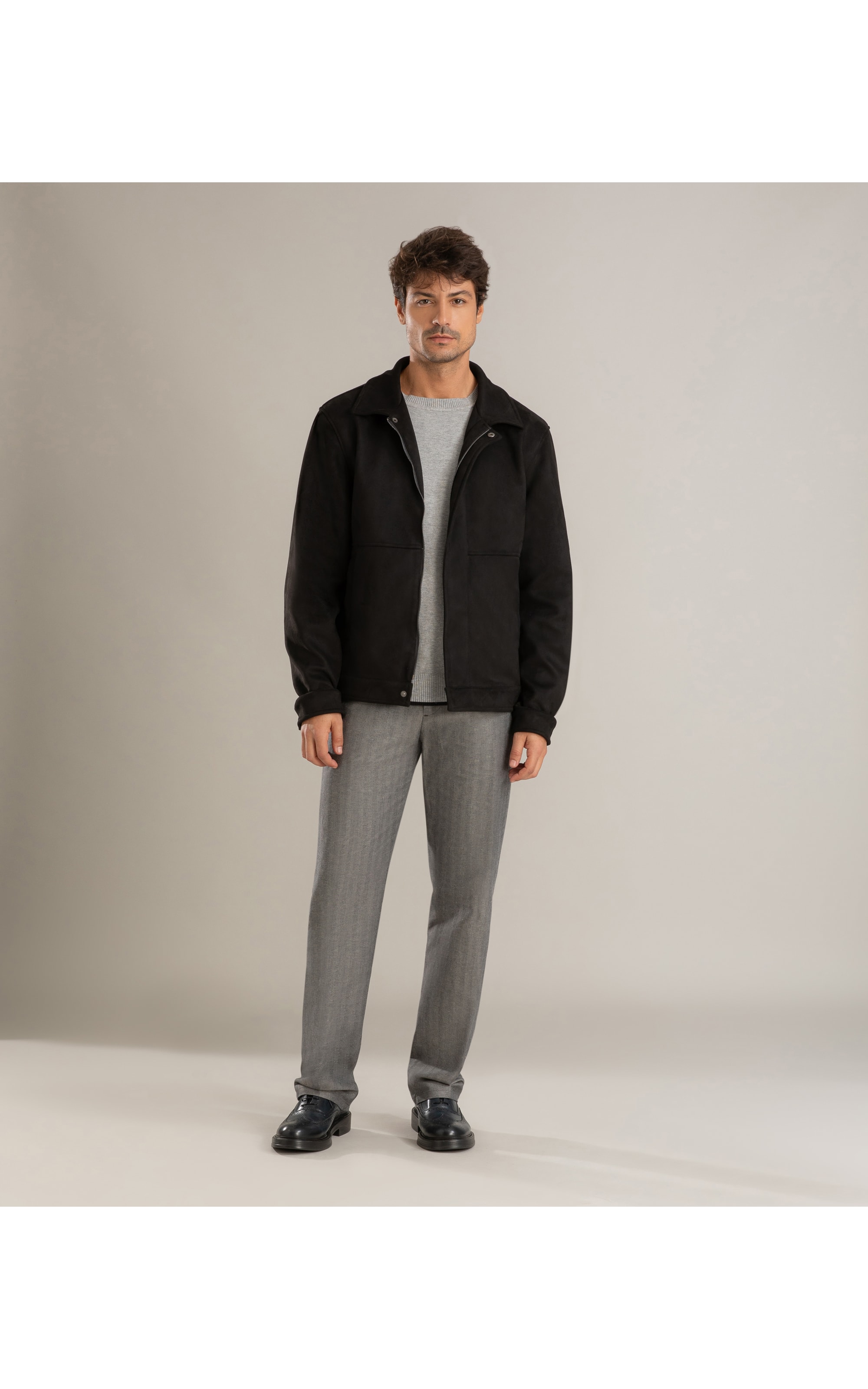 Casaco Pockets Suede Preto