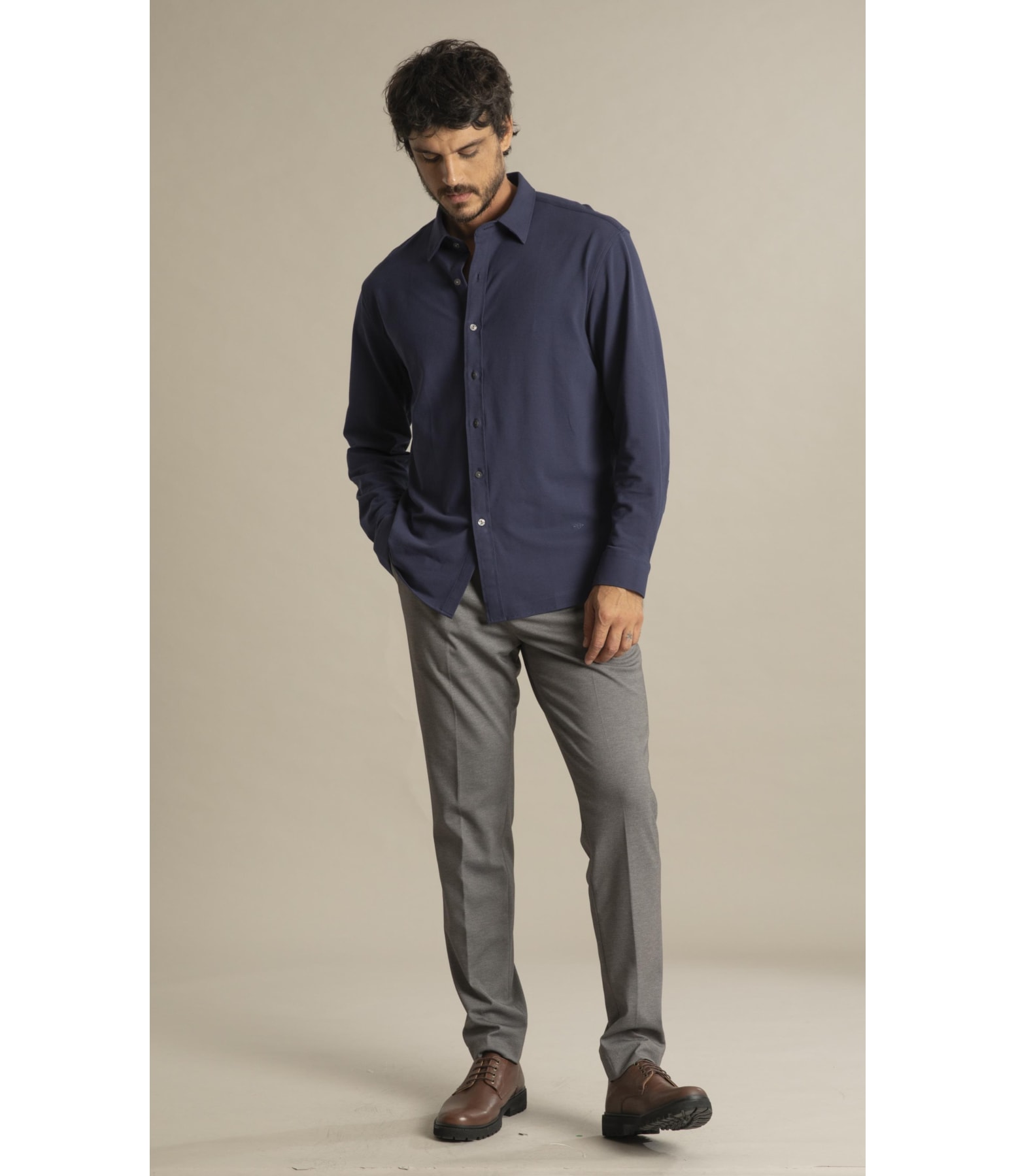 Chino Pants Jersey Chumbo Mescla