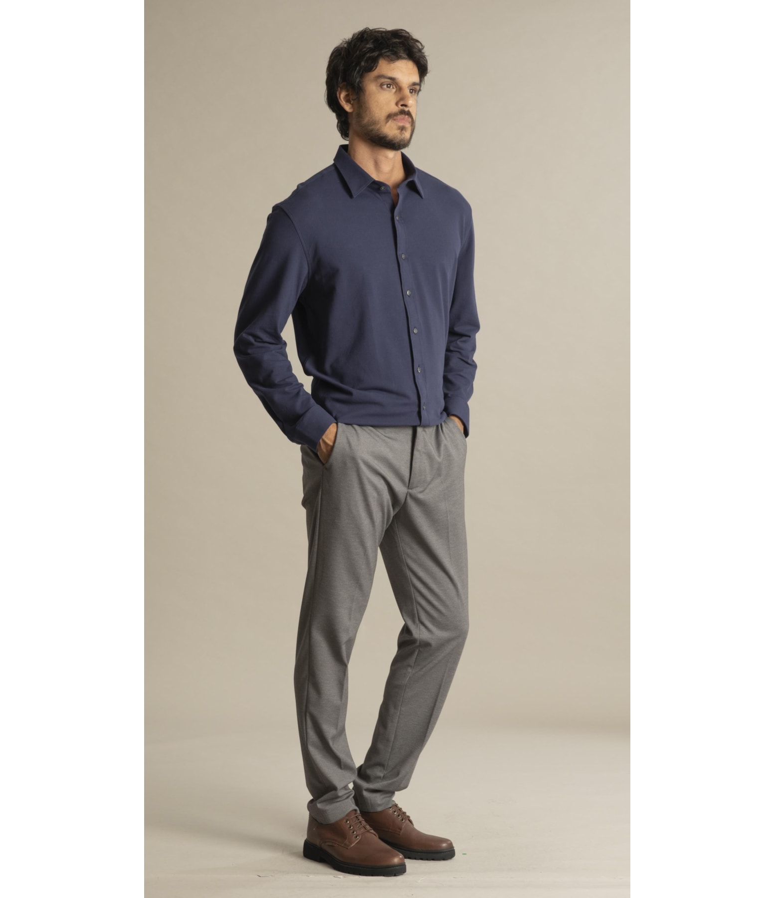 Chino Pants Jersey Chumbo Mescla
