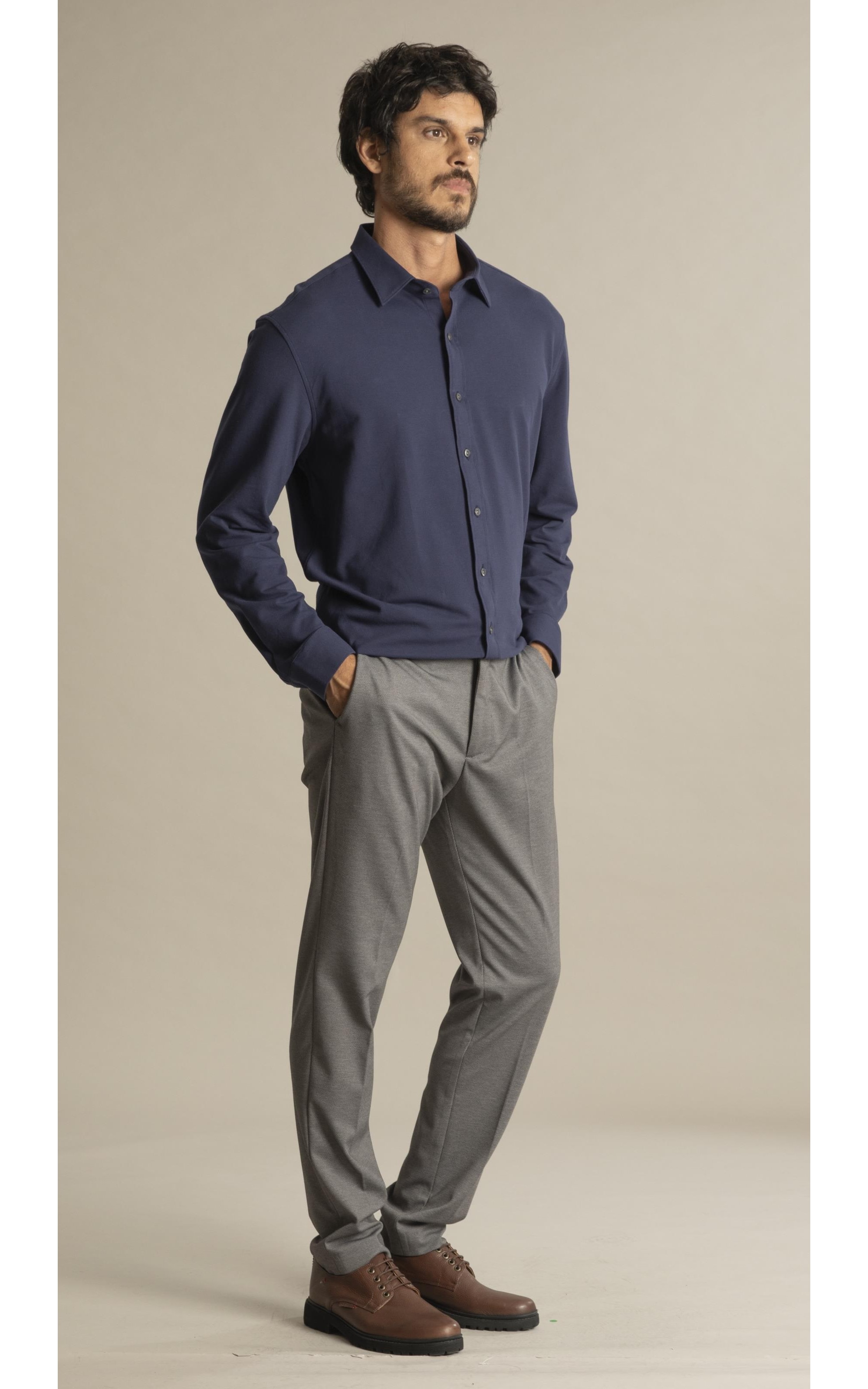 Chino Pants Jersey Chumbo Mescla