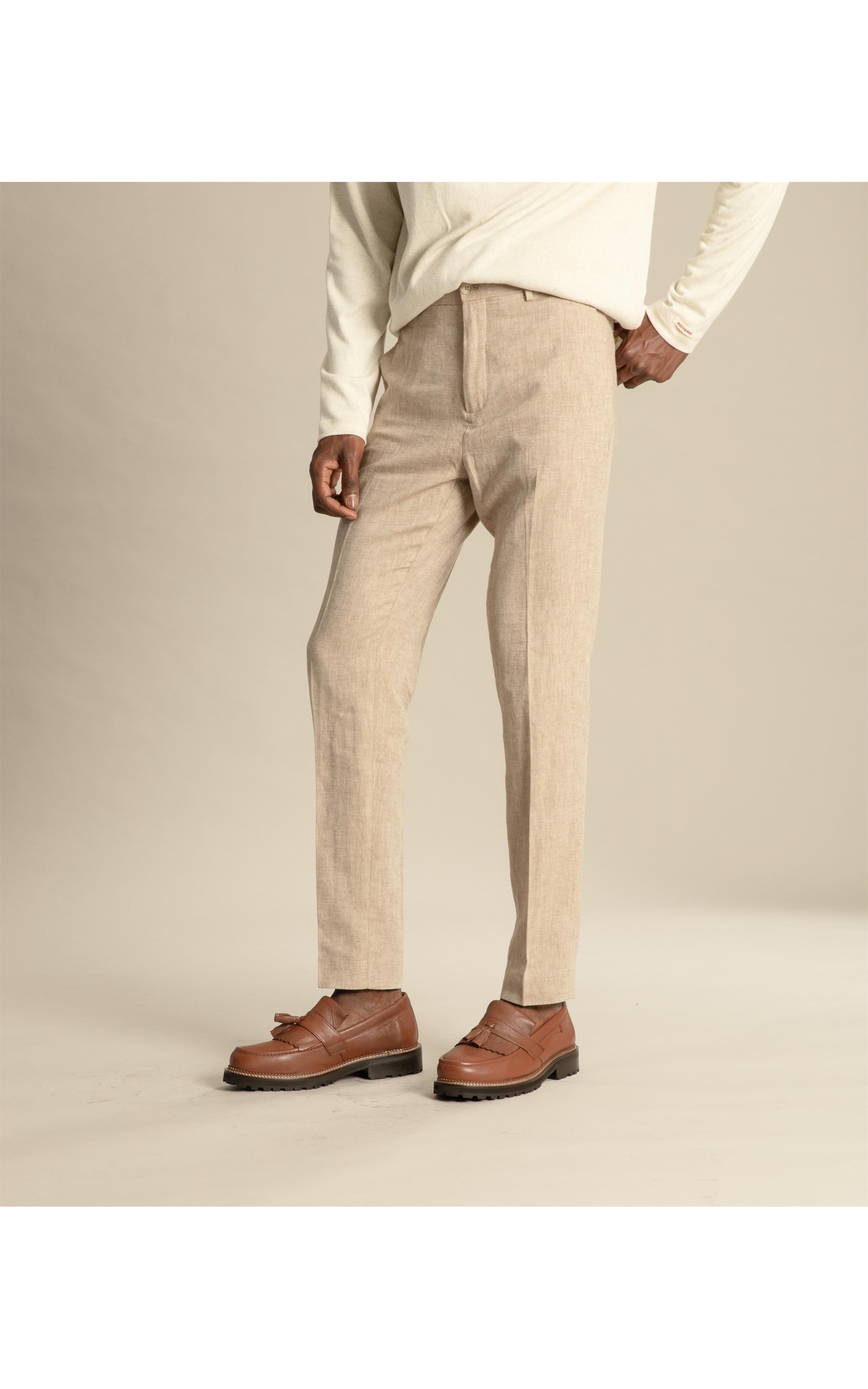 Chino Pants Puro Linho  Chevron Caqui