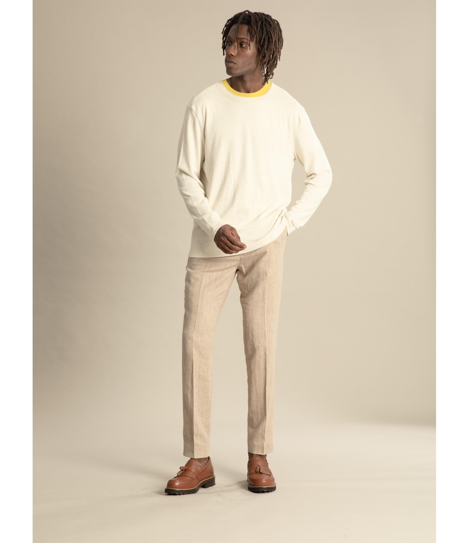 Chino Pants Puro Linho  Chevron Caqui