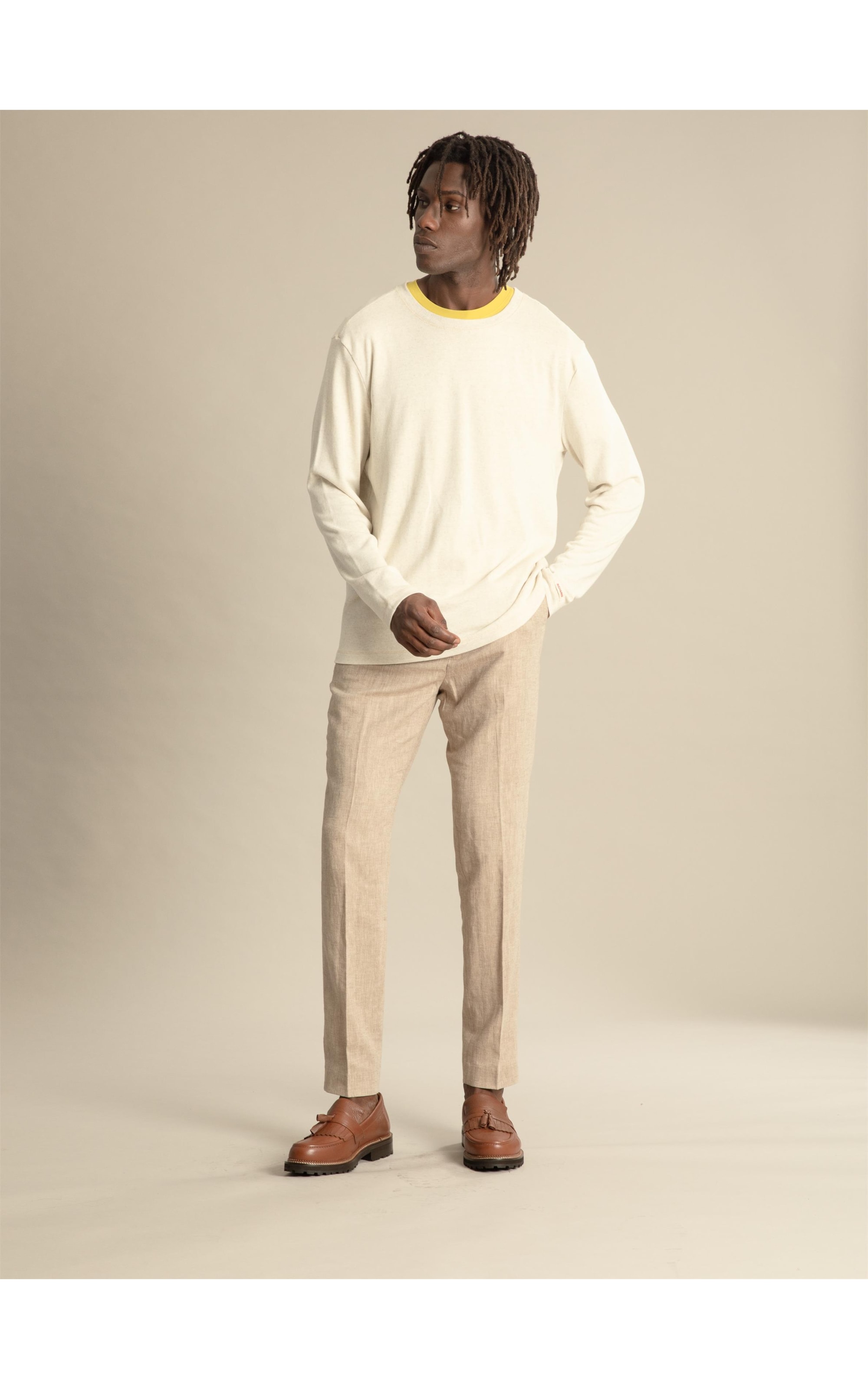 Chino Pants Puro Linho  Chevron Caqui