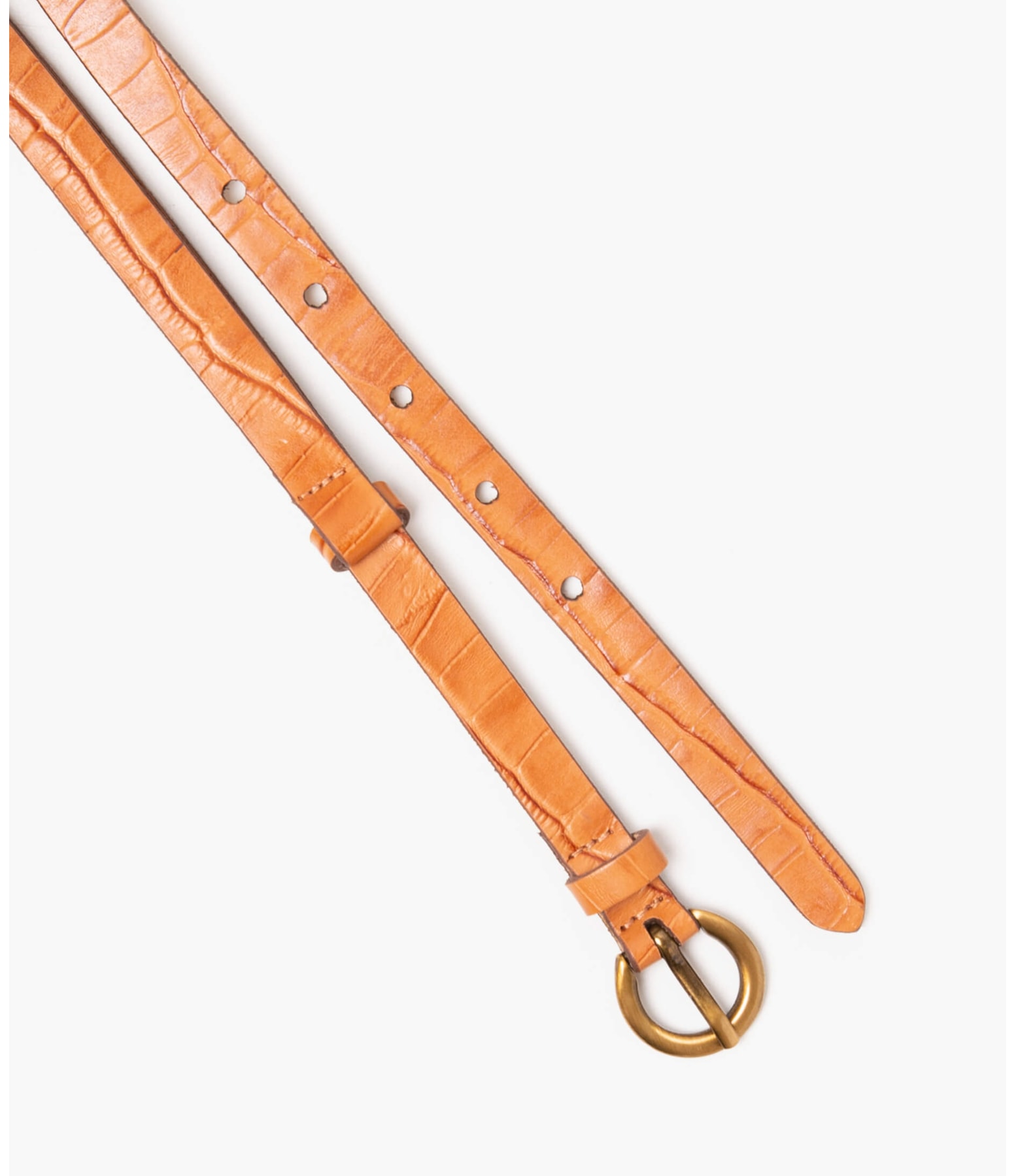 Cinto Skinny Croco Caramelo