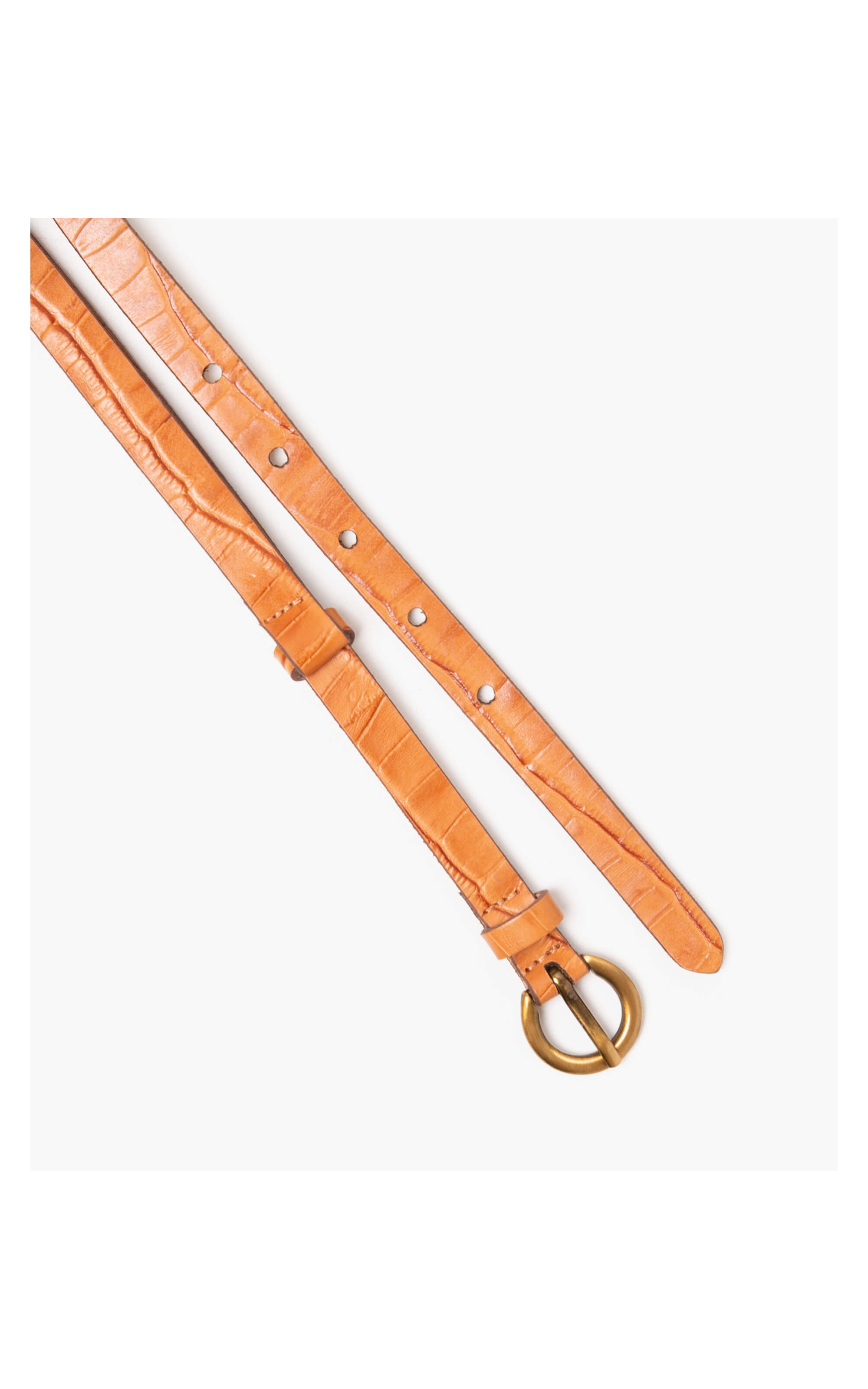 Cinto Skinny Croco Caramelo