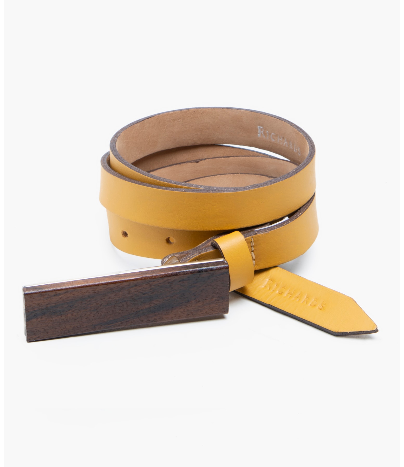 Cinto Skinny Madeira Mostarda
