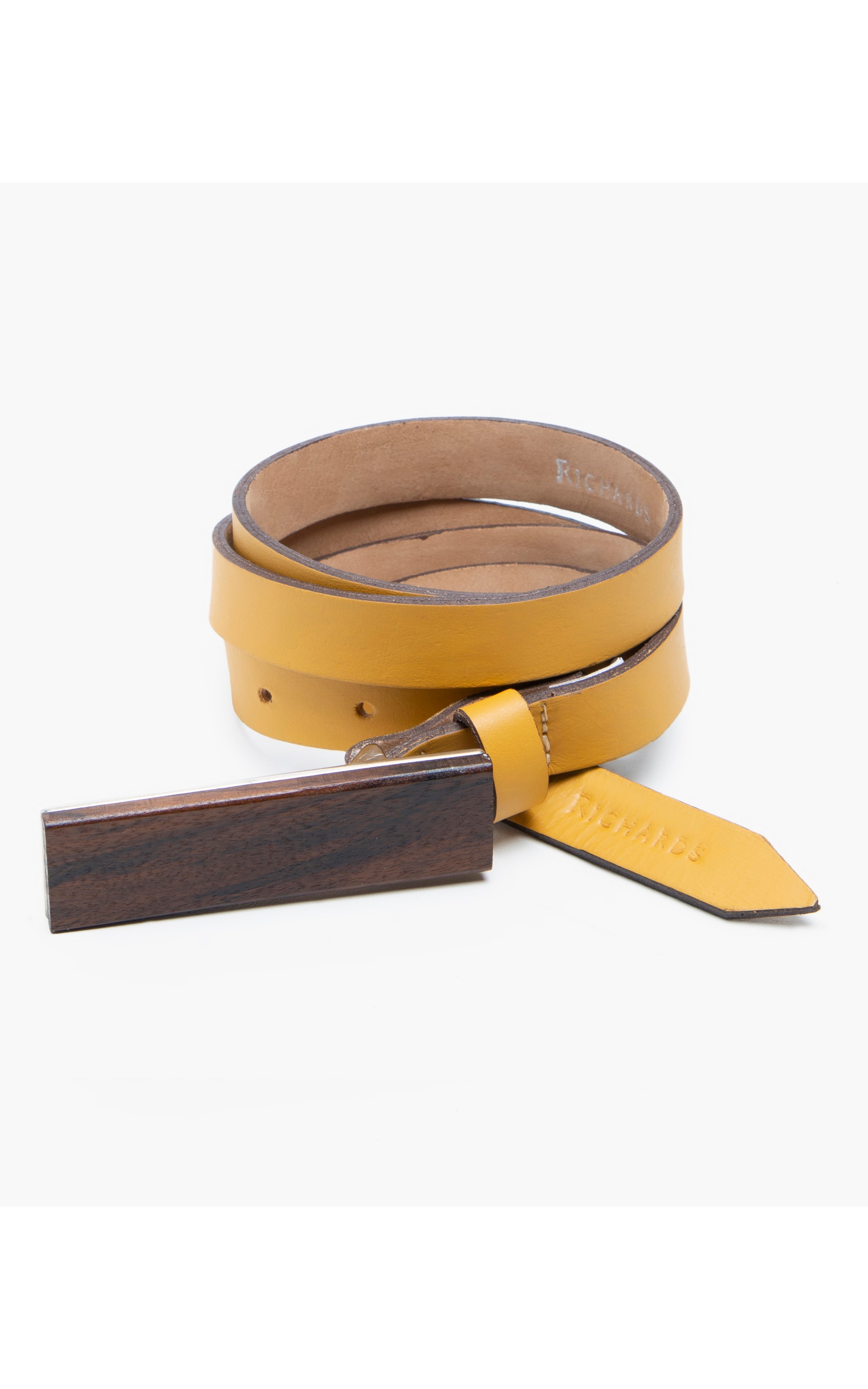 Cinto Skinny Madeira Mostarda