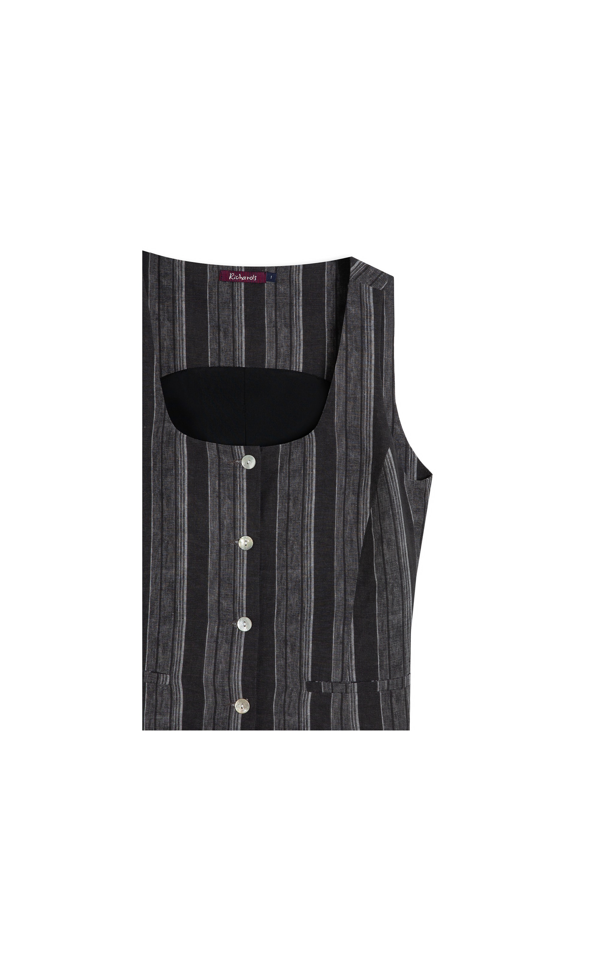 Colete Linho Gabbi Stripe Preto