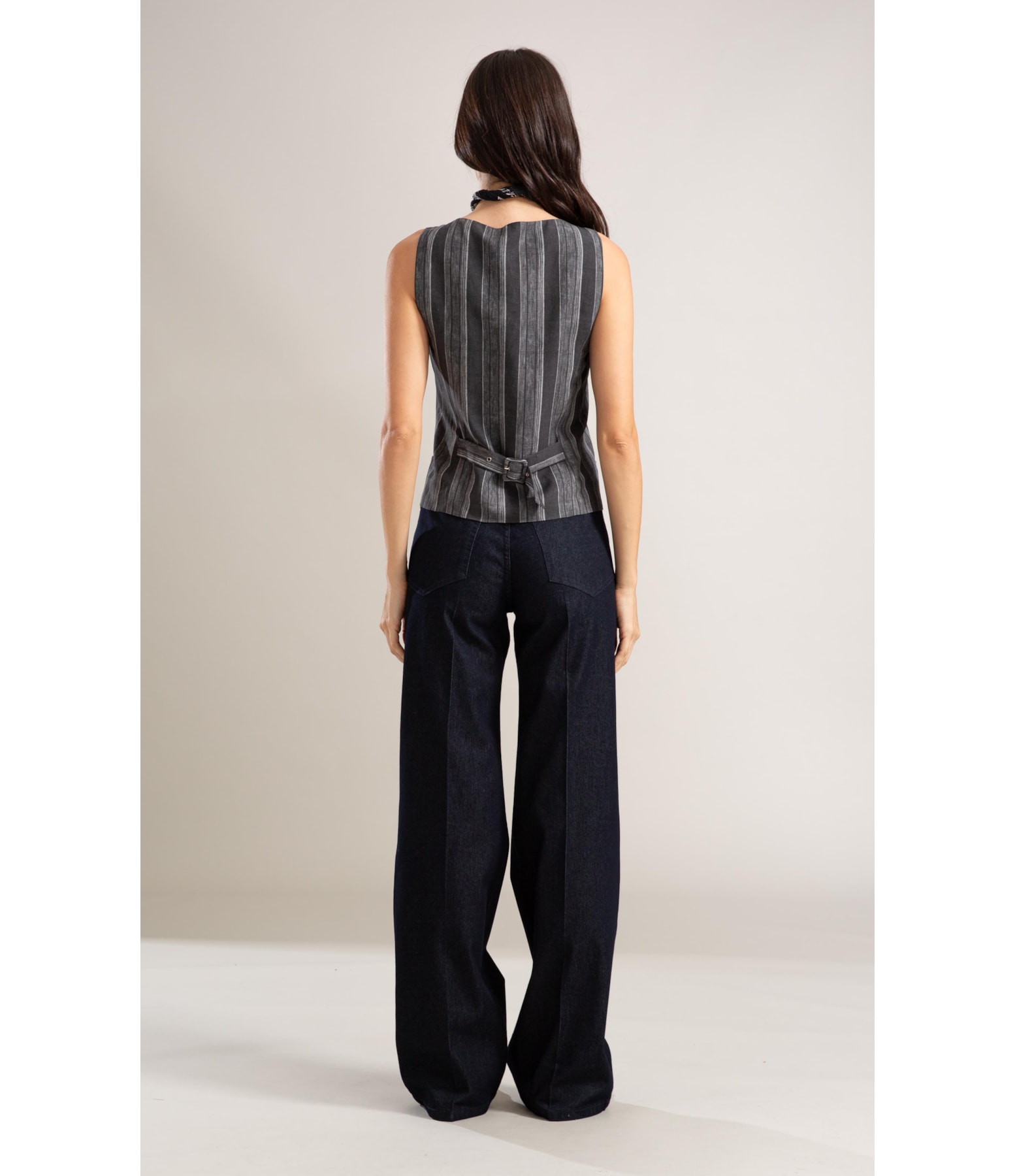 Colete Linho Gabbi Stripe Preto