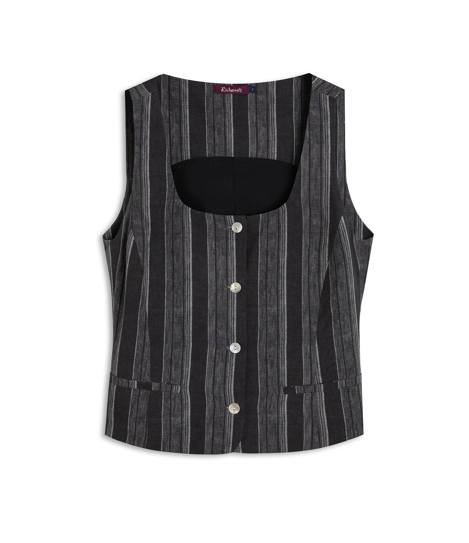 Colete Linho Gabbi Stripe Preto