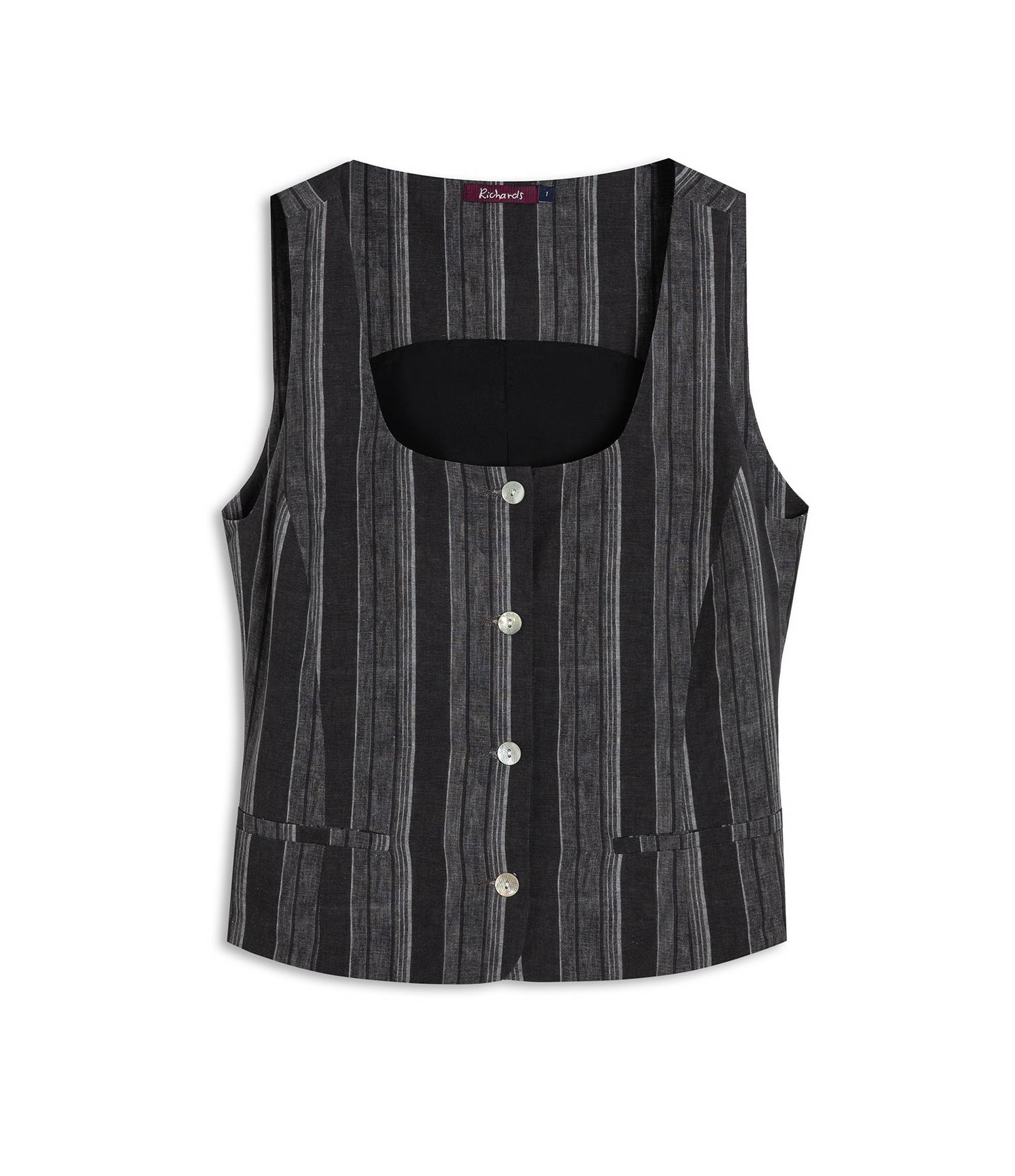 Colete Linho Gabbi Stripe Preto