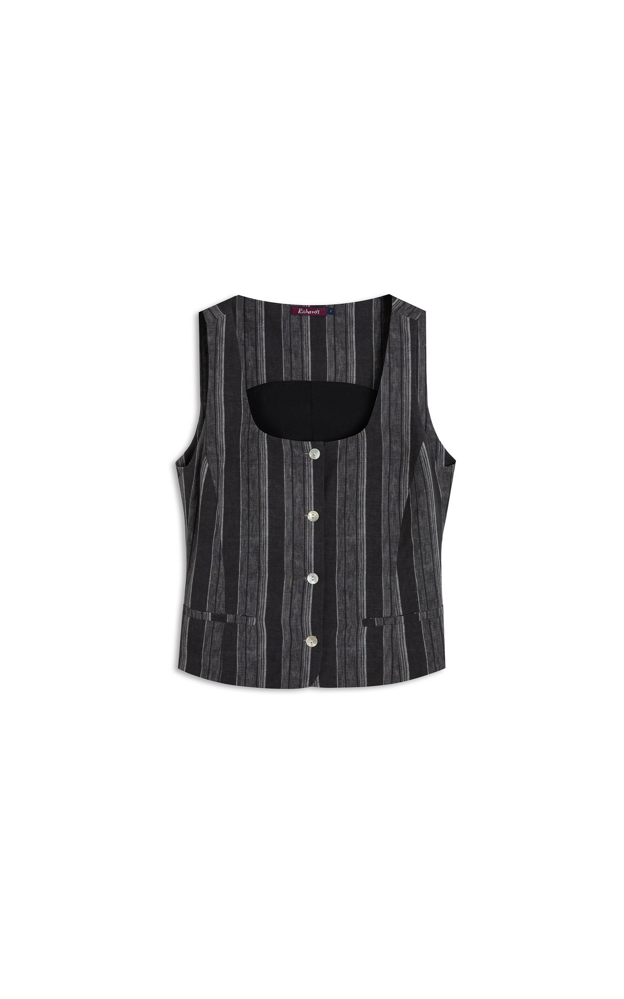Colete Linho Gabbi Stripe Preto