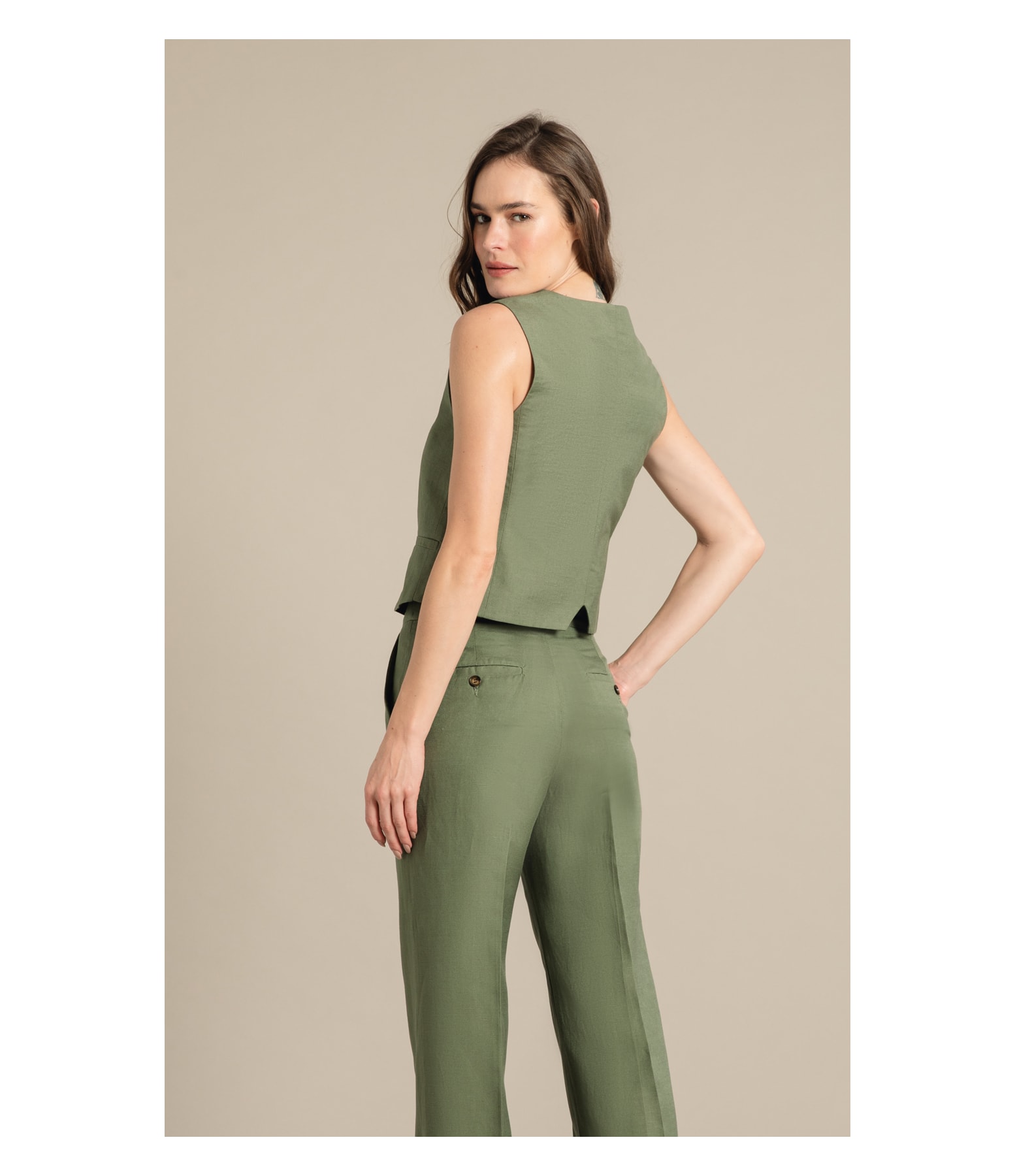 Colete Linho  Sue Verde Militar