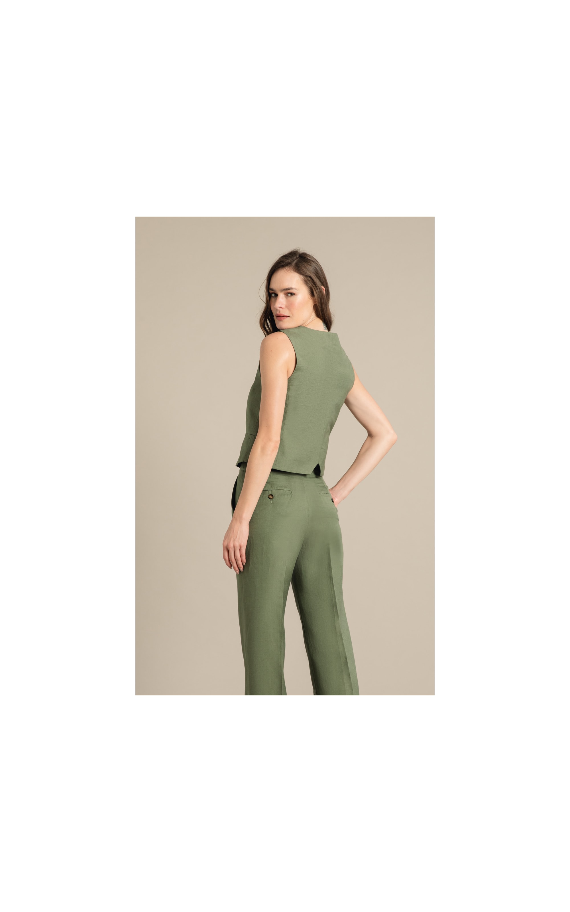 Colete Linho  Sue Verde Militar