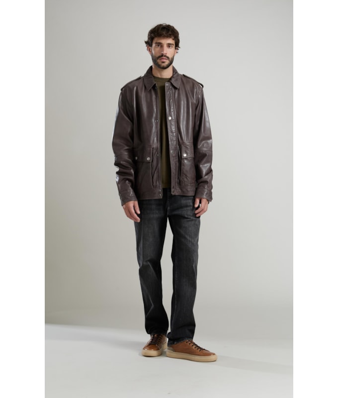 Jaqueta Biker Leather  Grafite