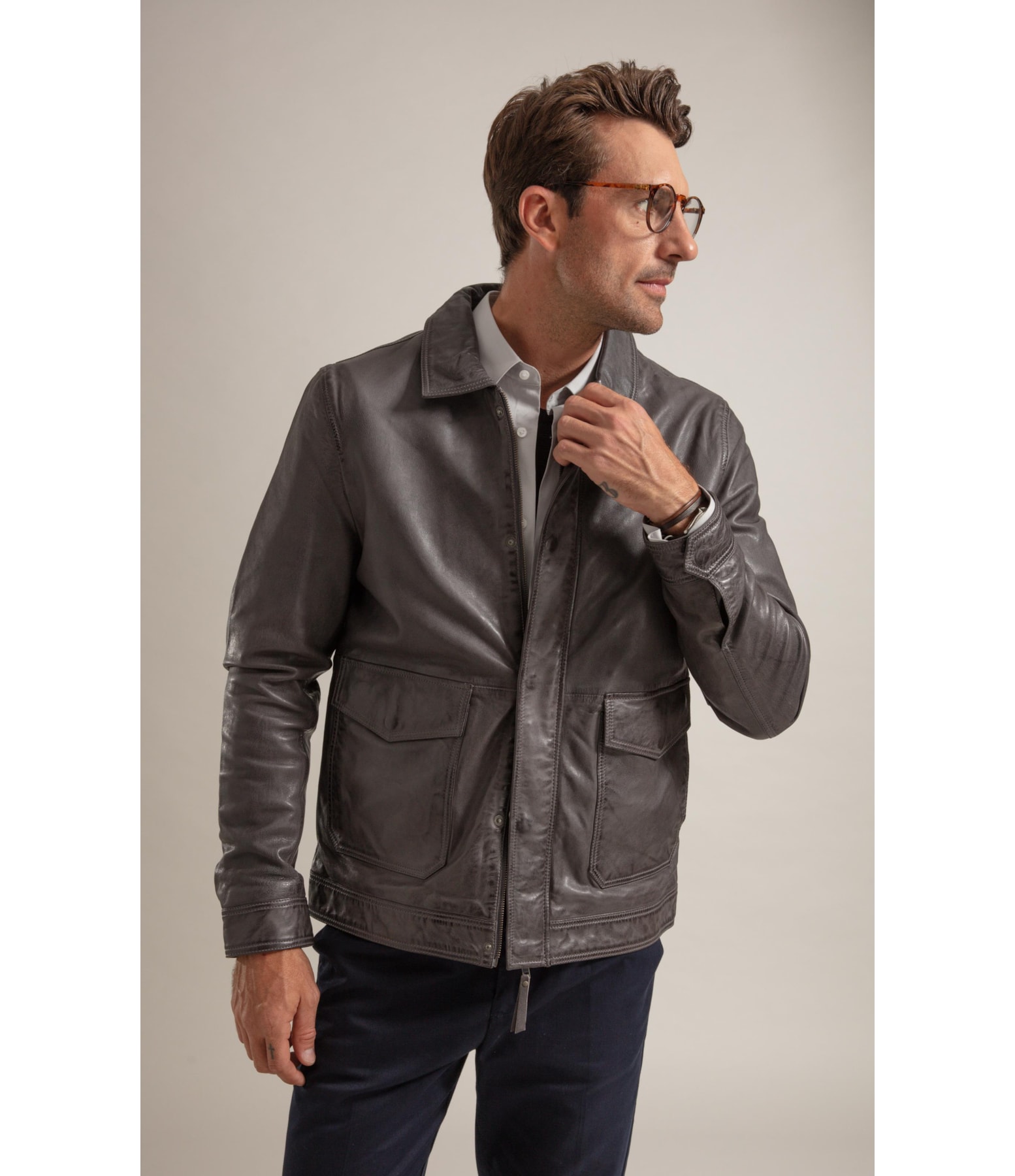 Jaqueta Brian Leather Chumbo Mescla