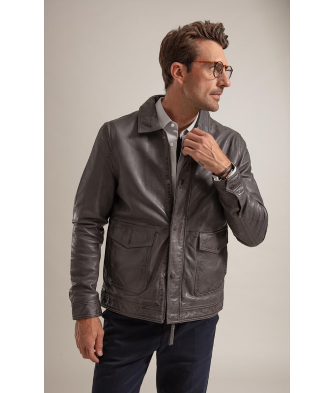 Jaqueta Brian Leather Chumbo Mescla