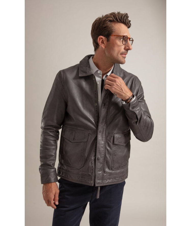 Jaqueta Brian Leather Chumbo Mescla