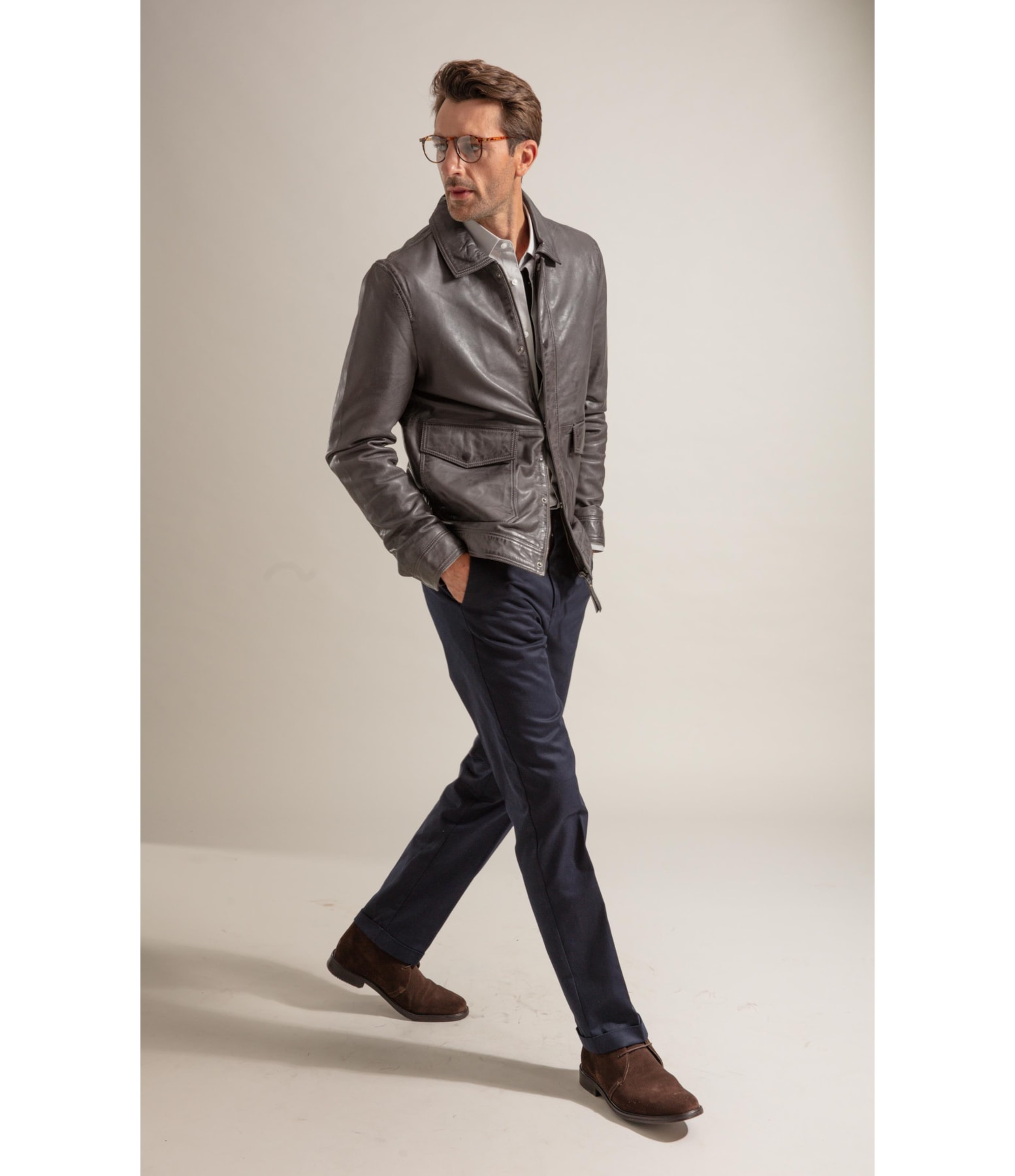 Jaqueta Brian Leather Chumbo Mescla