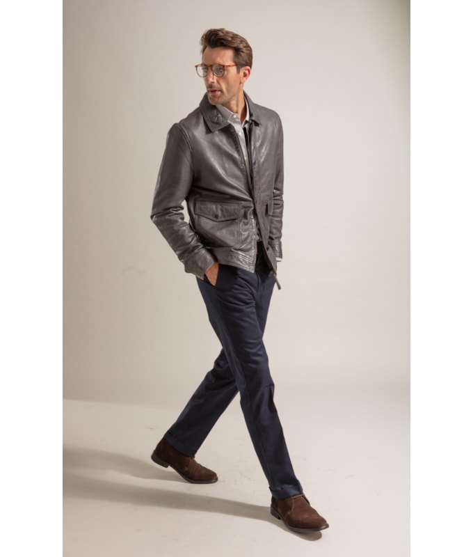 Jaqueta Brian Leather Chumbo Mescla