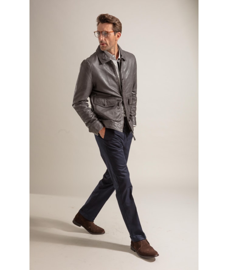 Jaqueta Brian Leather Chumbo Mescla