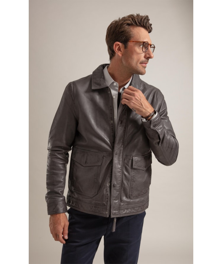Jaqueta Brian Leather Chumbo Mescla