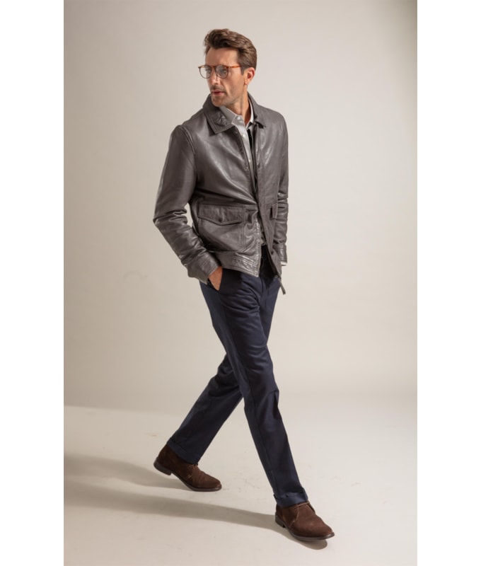 Jaqueta Brian Leather Chumbo Mescla