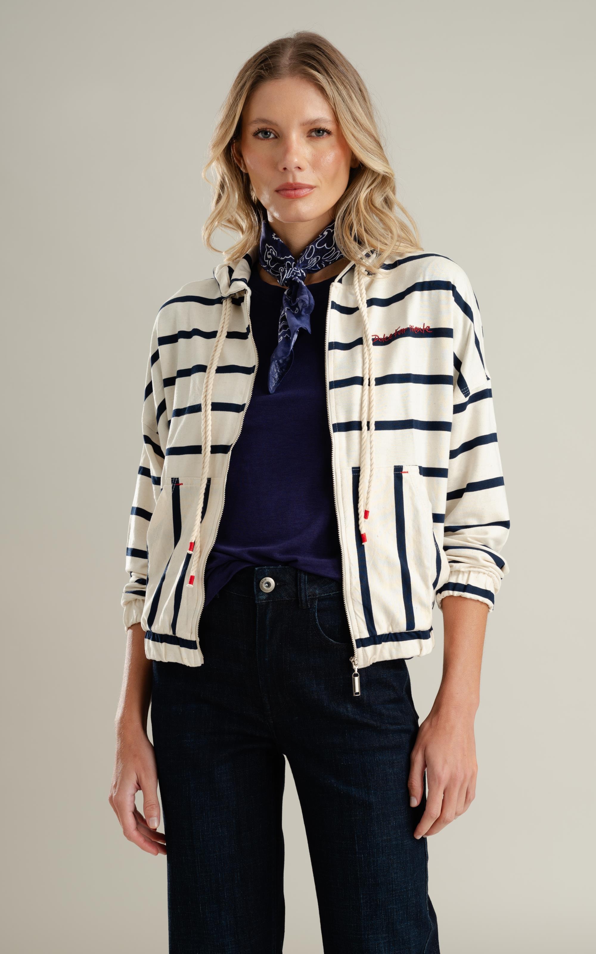 Jaqueta Chiara Capuz Listrado Lb Dark Navy