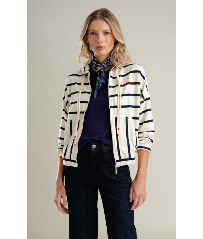 Jaqueta Chiara Capuz Listrado Lb Dark Navy