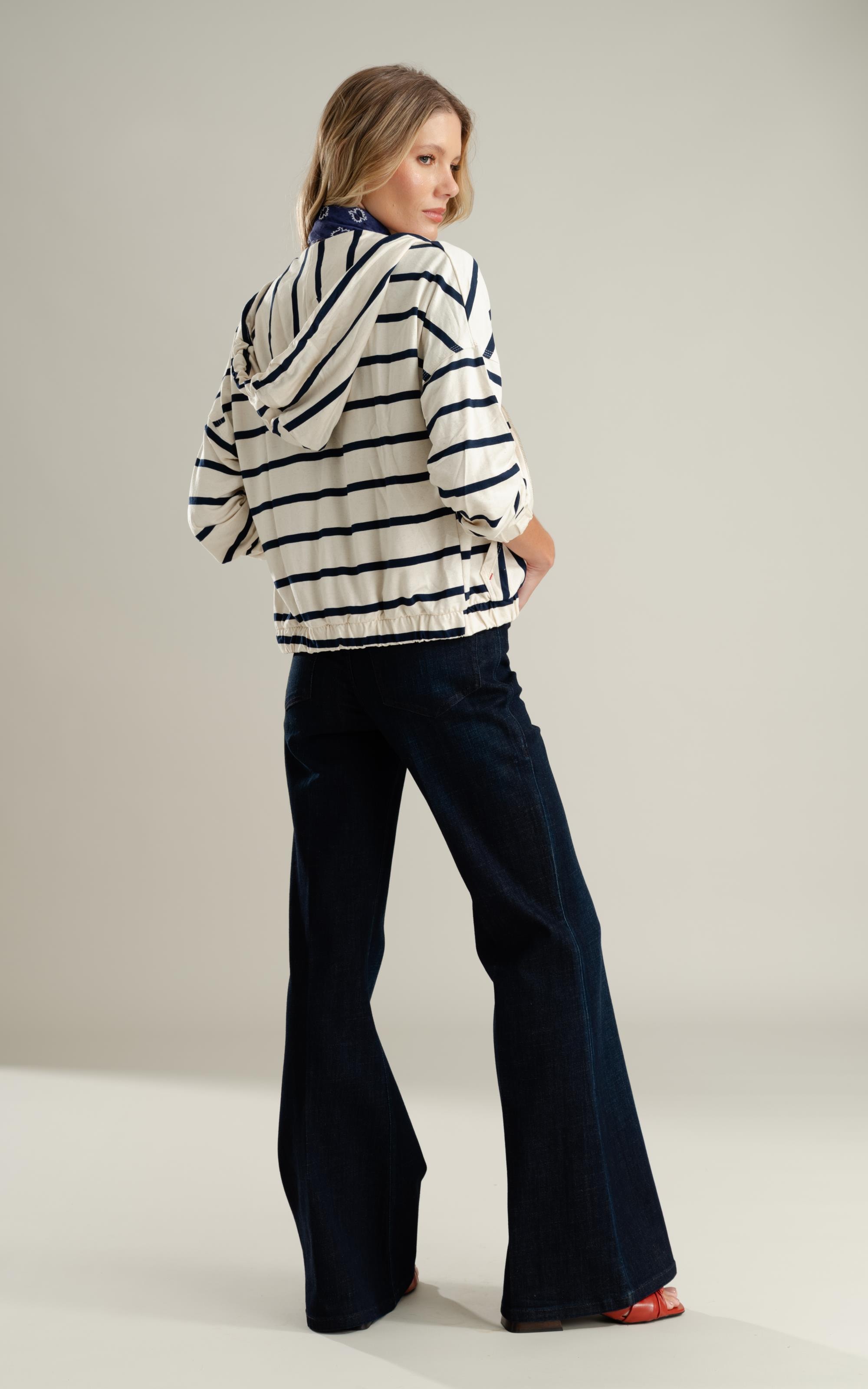 Jaqueta Chiara Capuz Listrado Lb Dark Navy