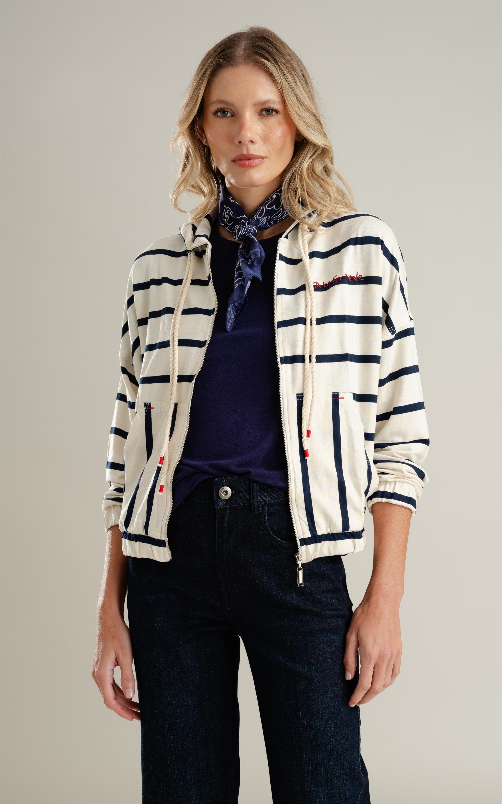 Jaqueta Chiara Capuz Listrado Lb Dark Navy