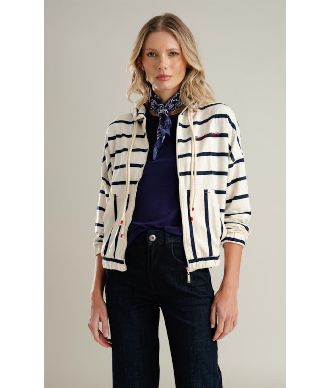 Jaqueta Chiara Capuz Listrado Lb Dark Navy