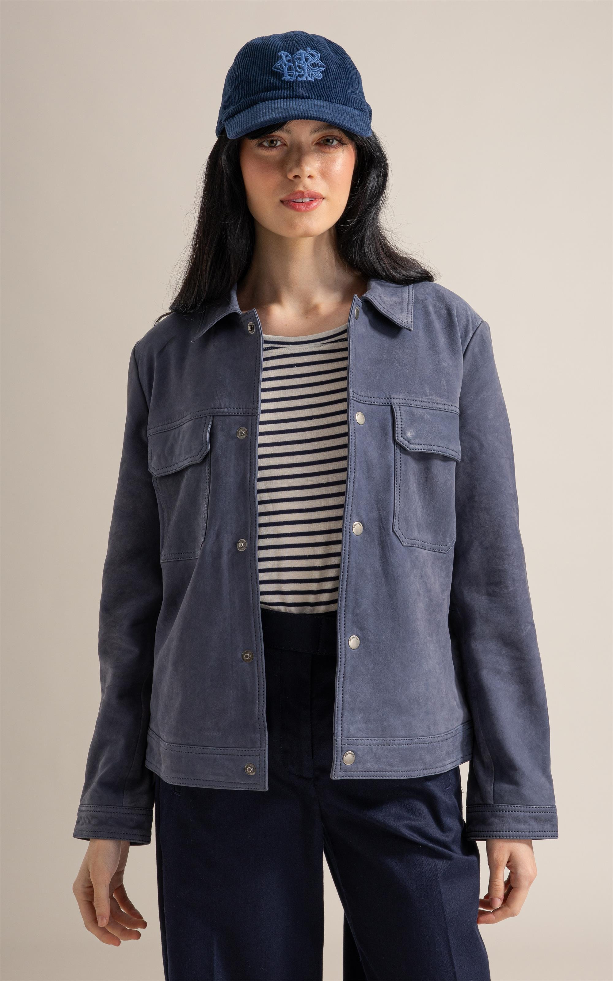 Jaqueta Chloe Leather Nubuck Azul Jeans