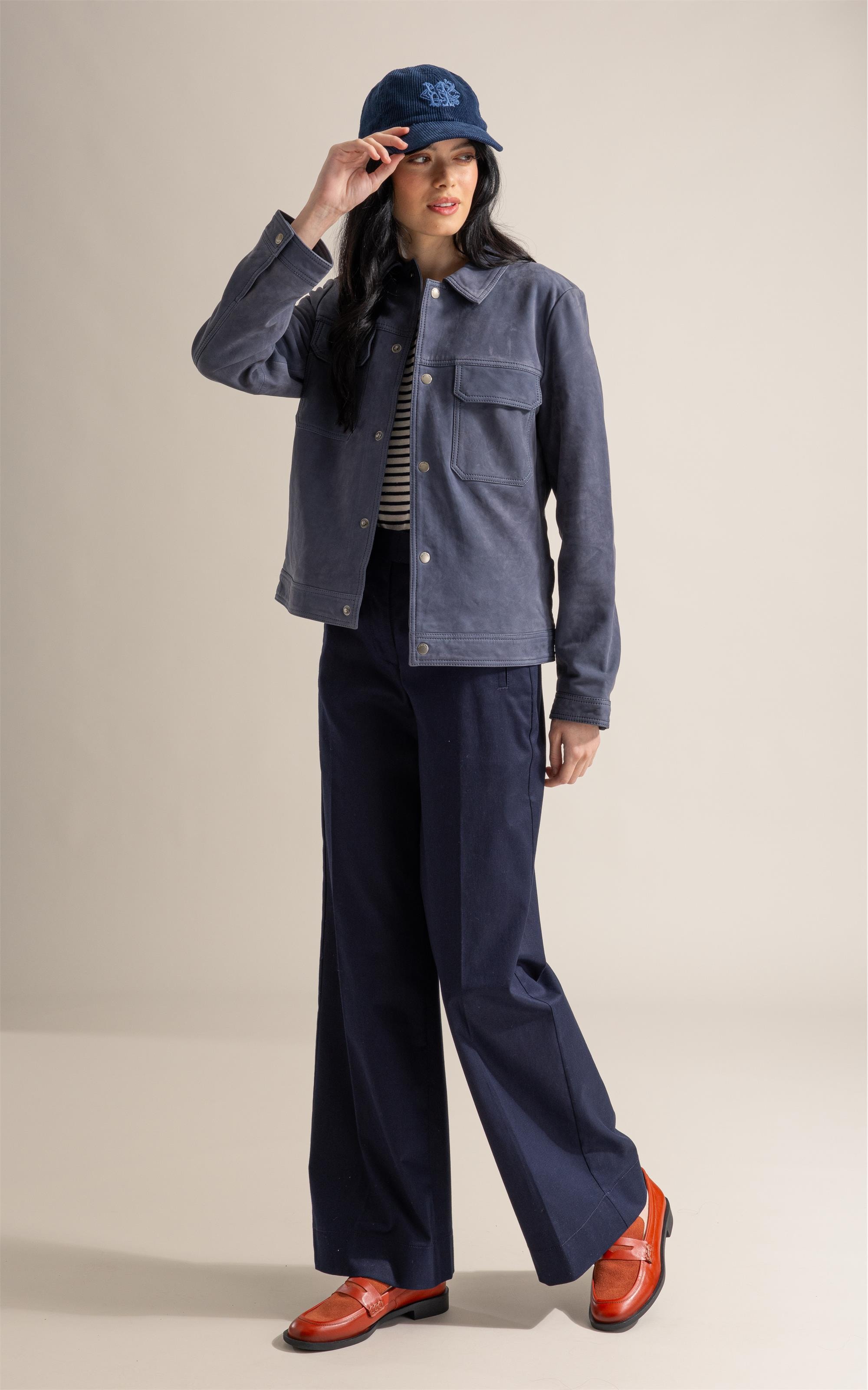 Jaqueta Chloe Leather Nubuck Azul Jeans