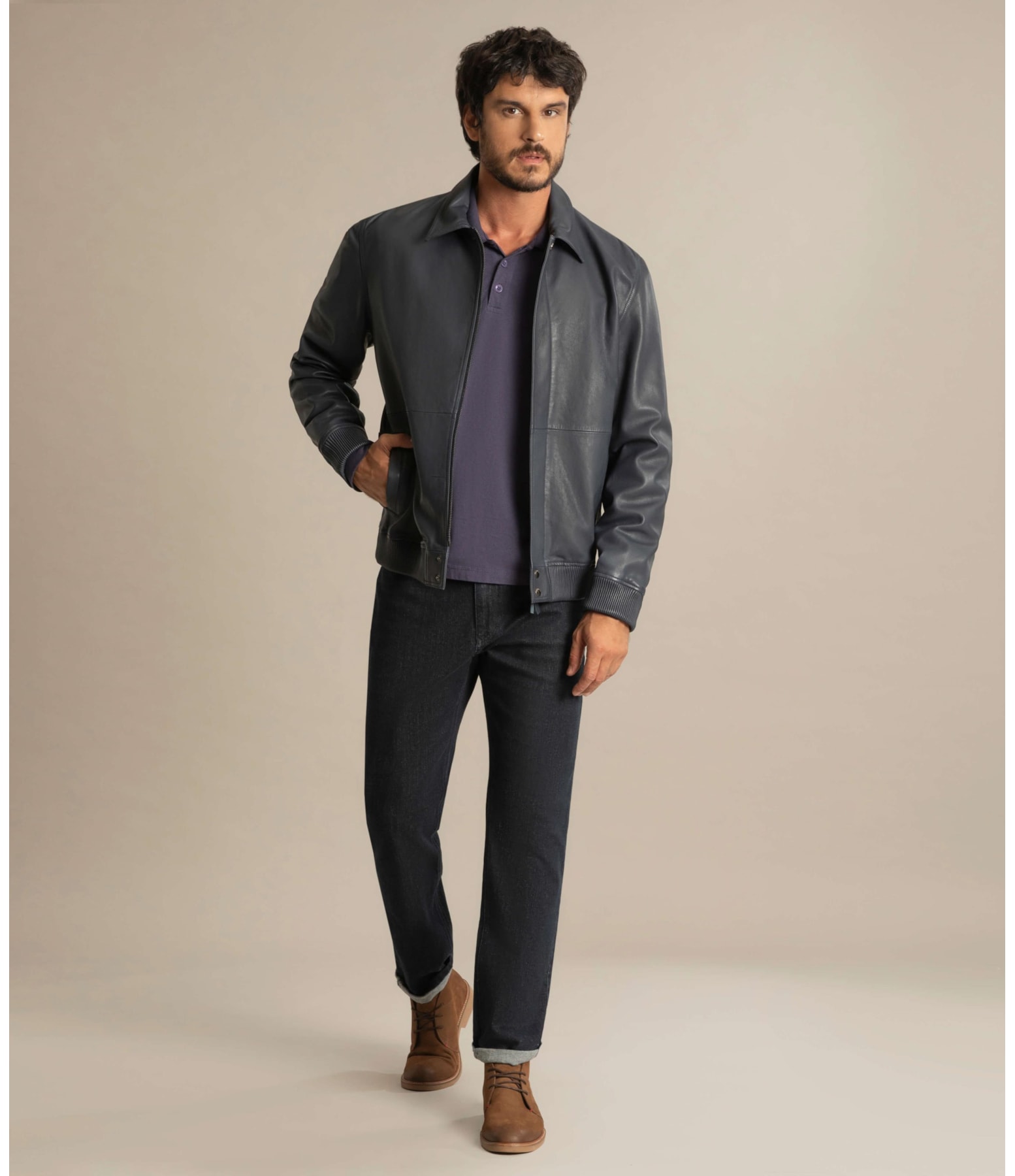 Jaqueta de Couro Gola Golf Purple Blue