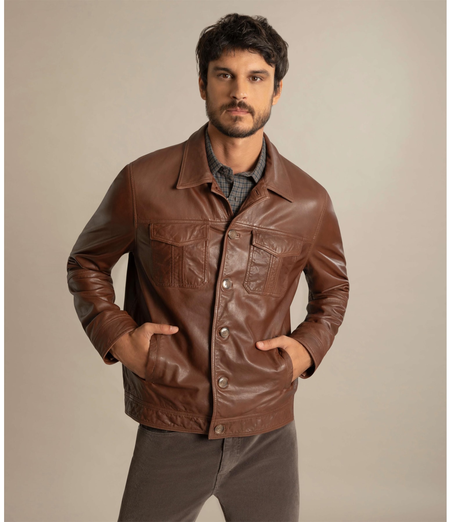 Jaqueta de Couro Trucker Cafe