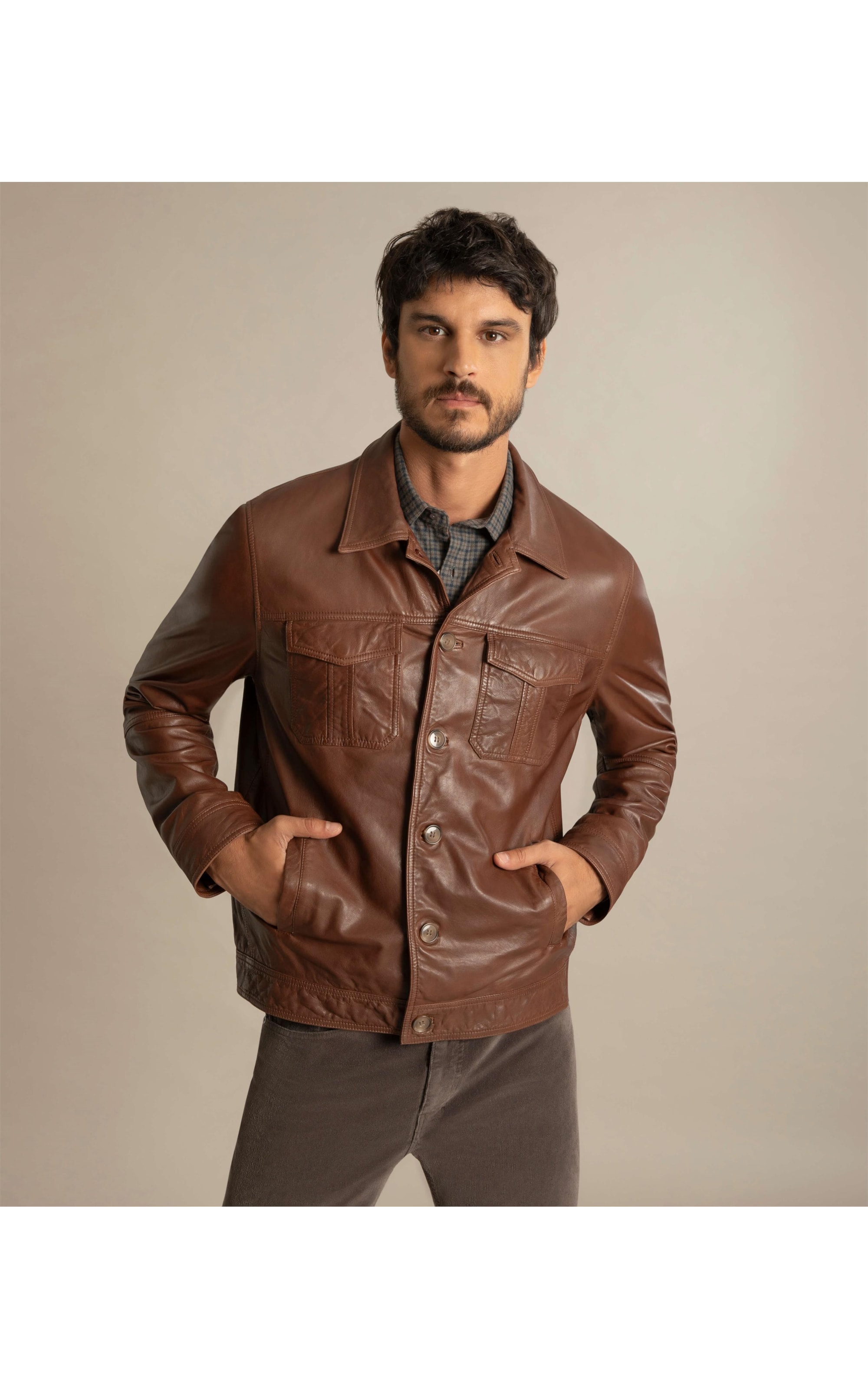 Jaqueta de Couro Trucker Cafe