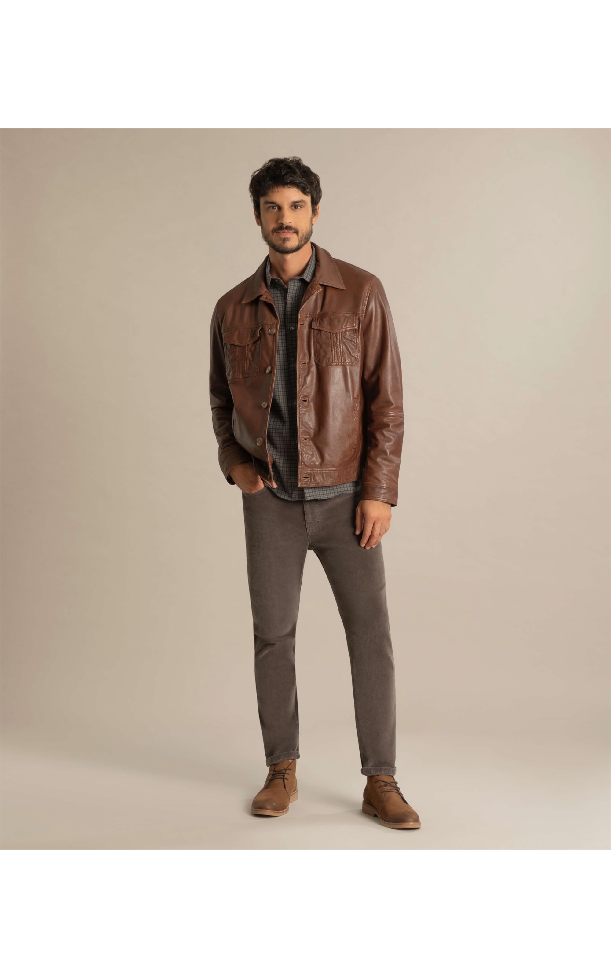 Jaqueta de Couro Trucker Cafe