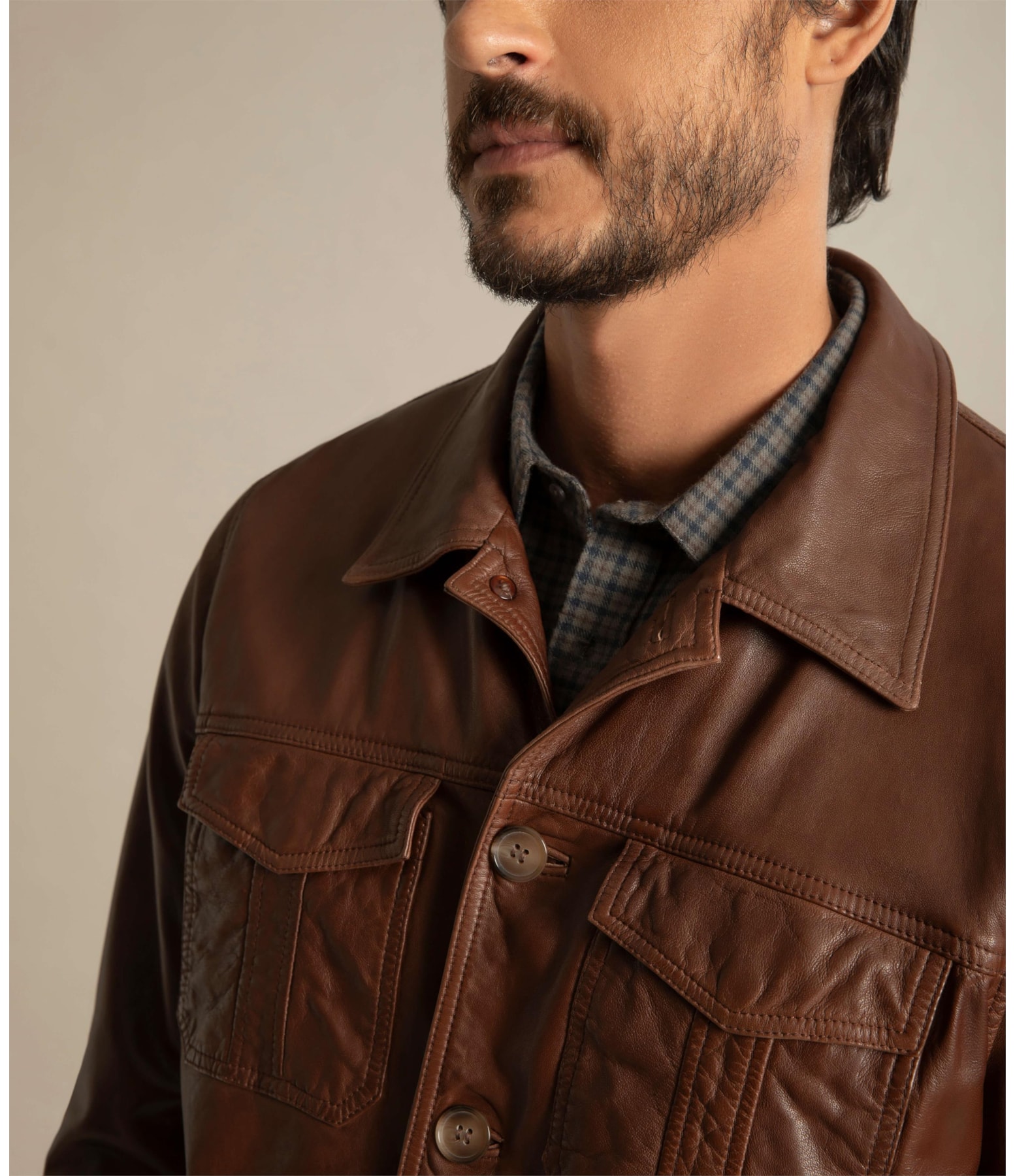 Jaqueta de Couro Trucker Cafe