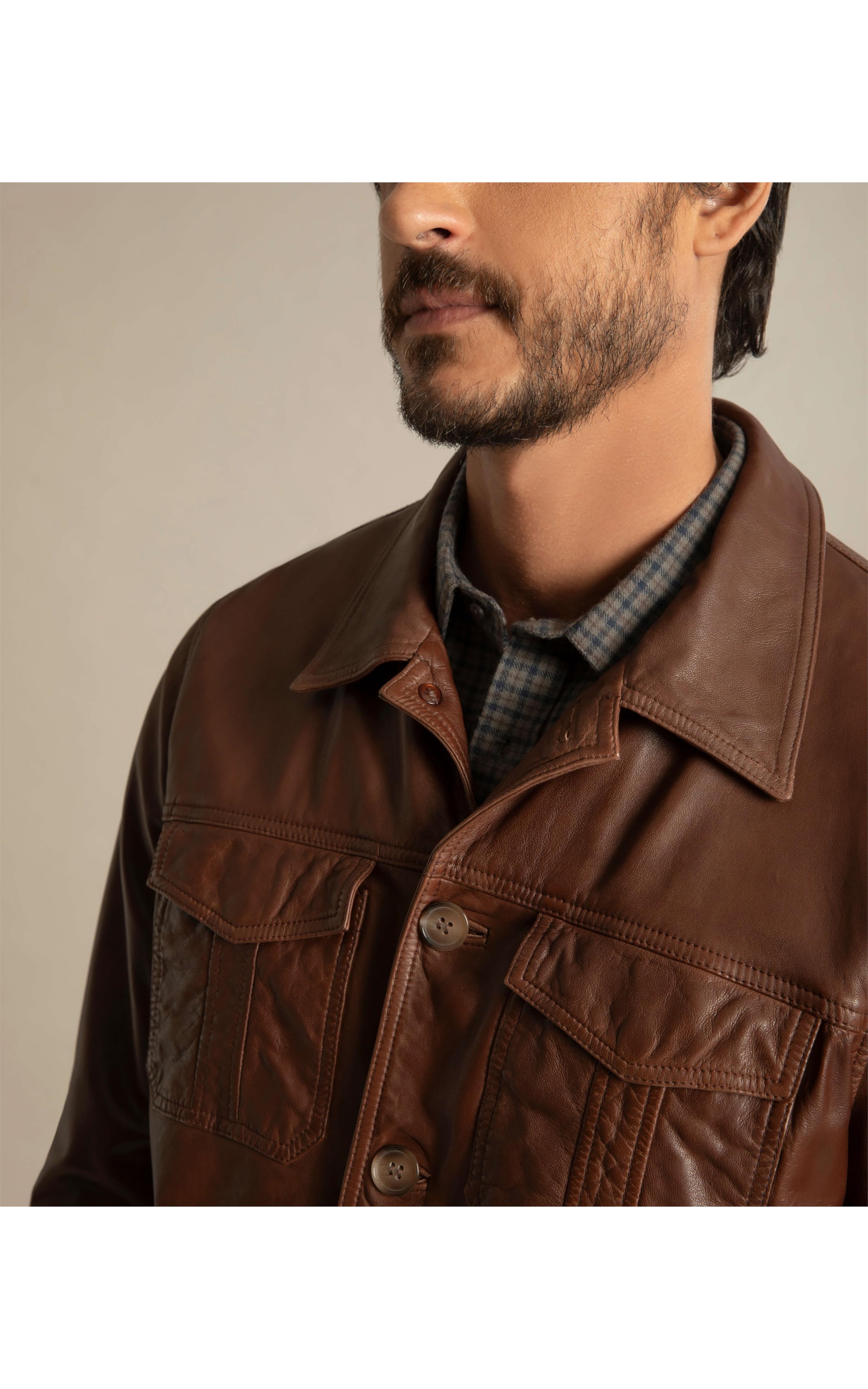 Jaqueta de Couro Trucker Cafe