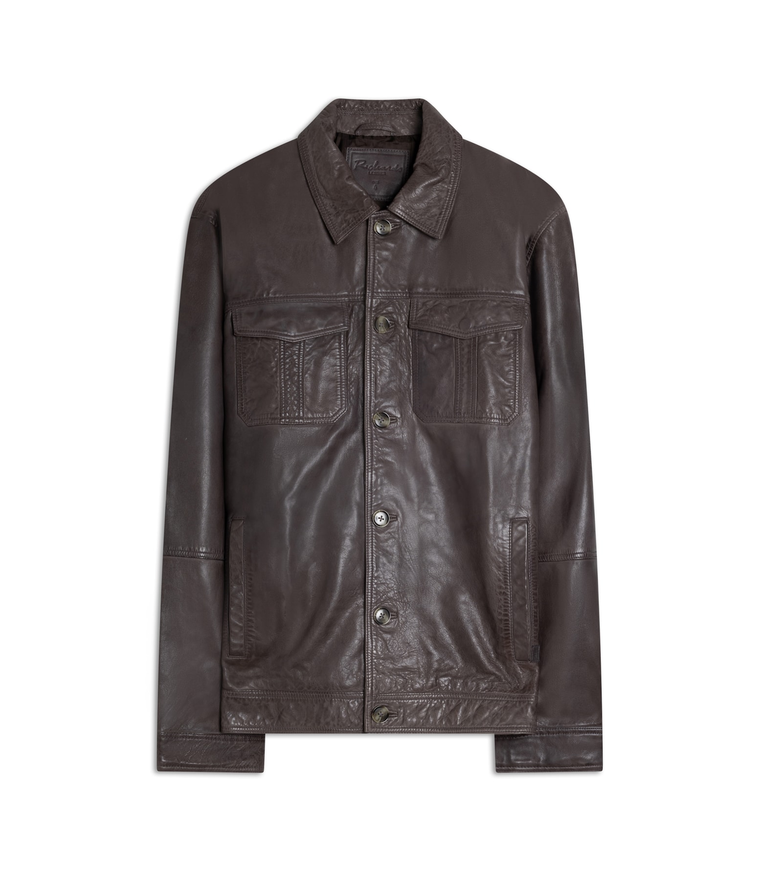 Jaqueta de Couro Trucker Grafite